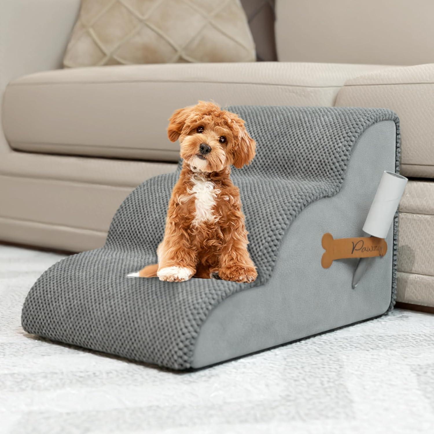 Escalera de Espuma PAWZY para Mascotas 3 Pasos 39.4 cm Gris