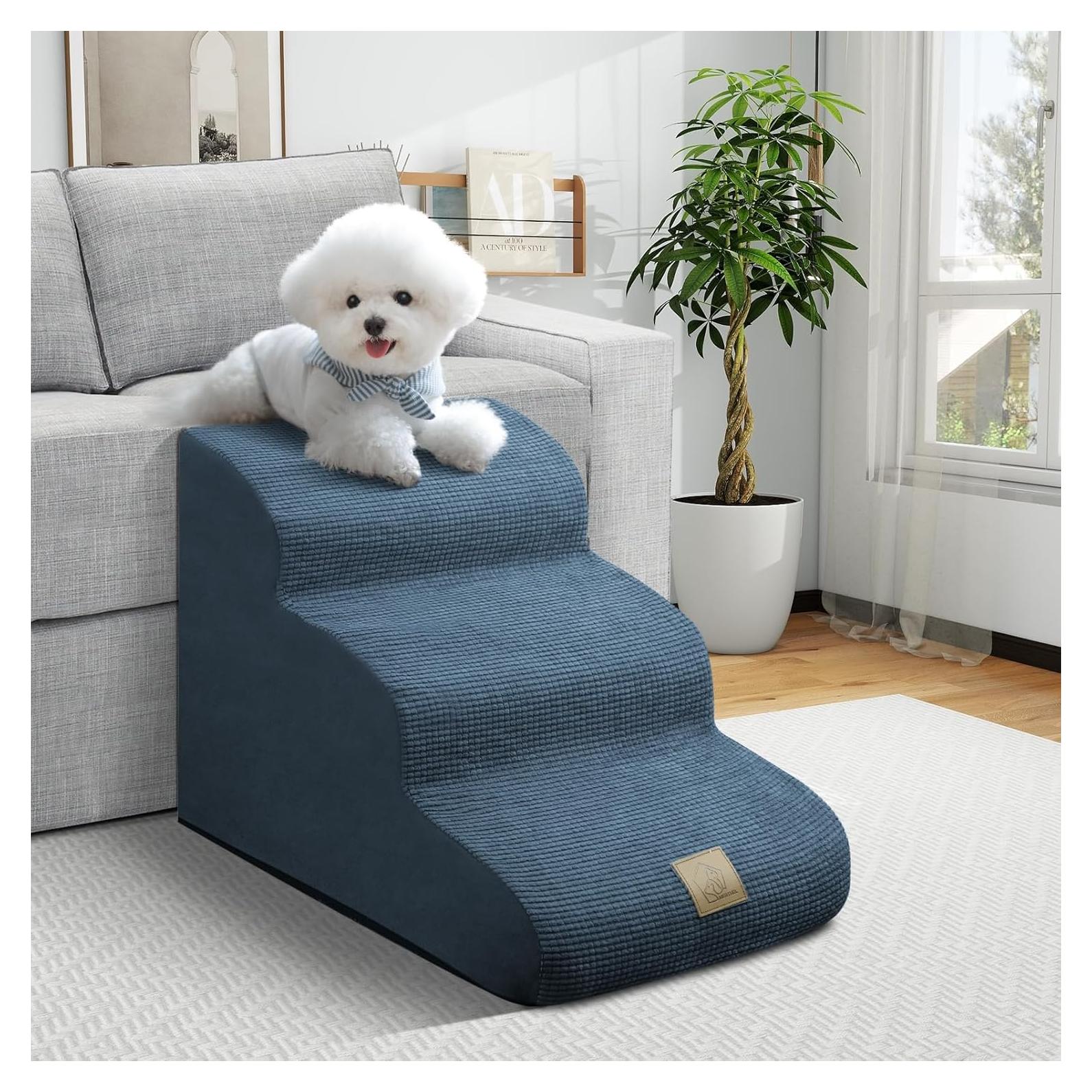 Escalera para Perros MESTUEL 3 Pasos Azul Soporta 27 kg