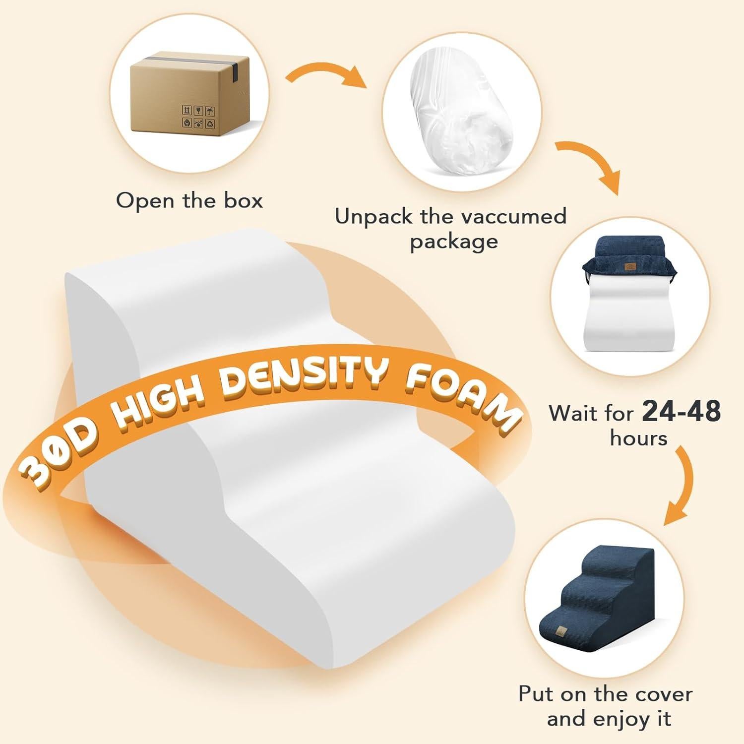 Escalera para Perros MESTUEL 3 Pasos Azul Soporta 27 kg