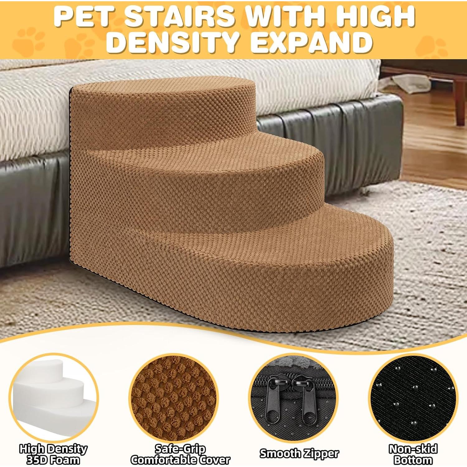 Escalera para Perros Pequeños NECKORY 3 Escalones Antideslizante