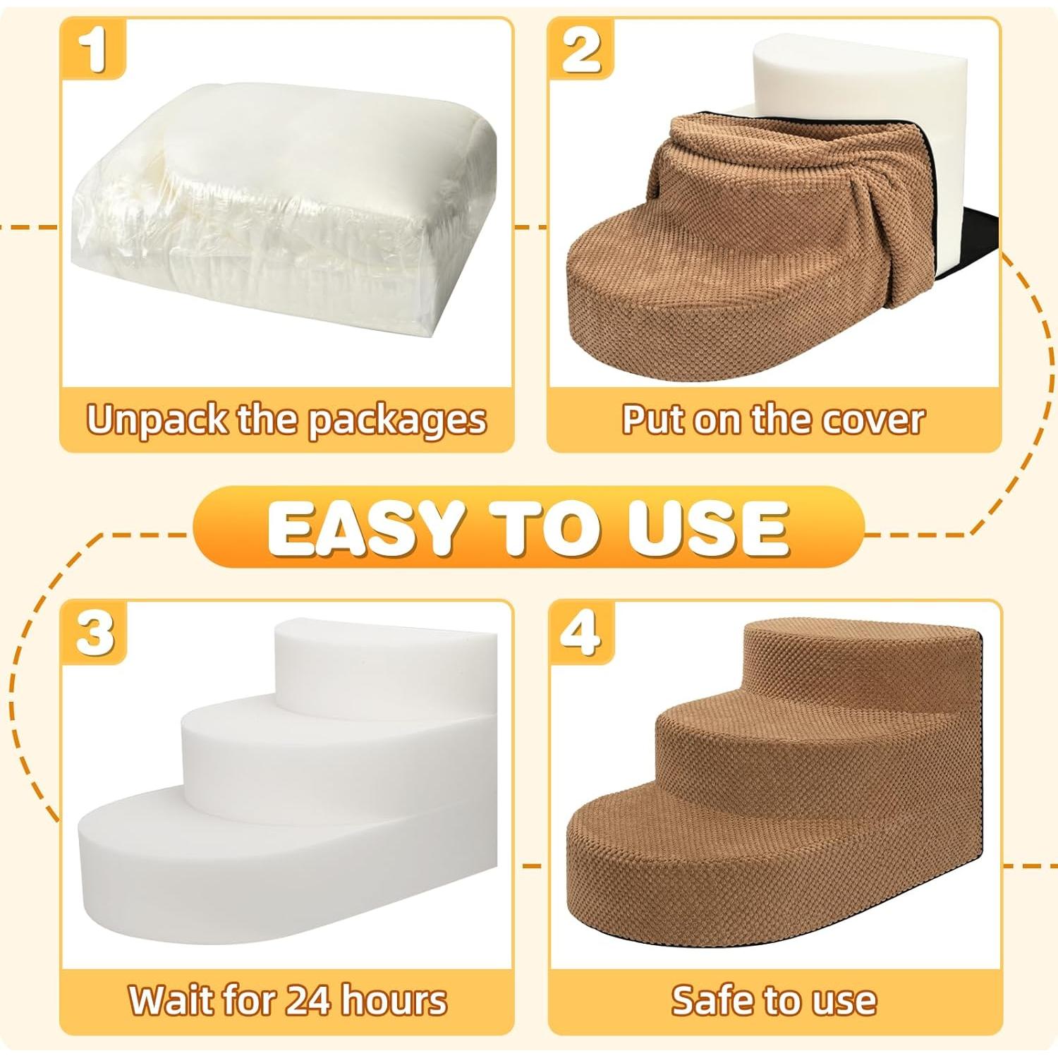 Escalera para Perros Pequeños NECKORY 3 Escalones Antideslizante