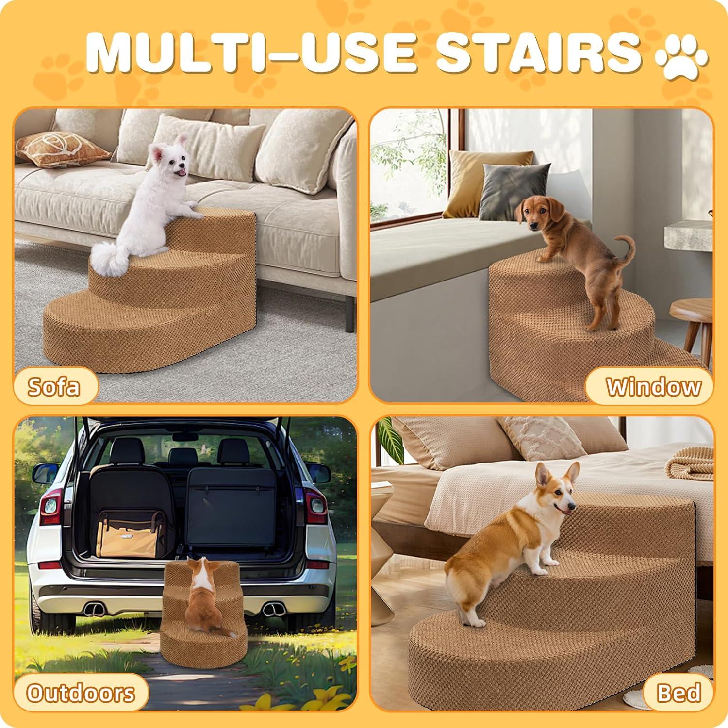 Escalera para Perros Pequeños NECKORY 3 Escalones Antideslizante