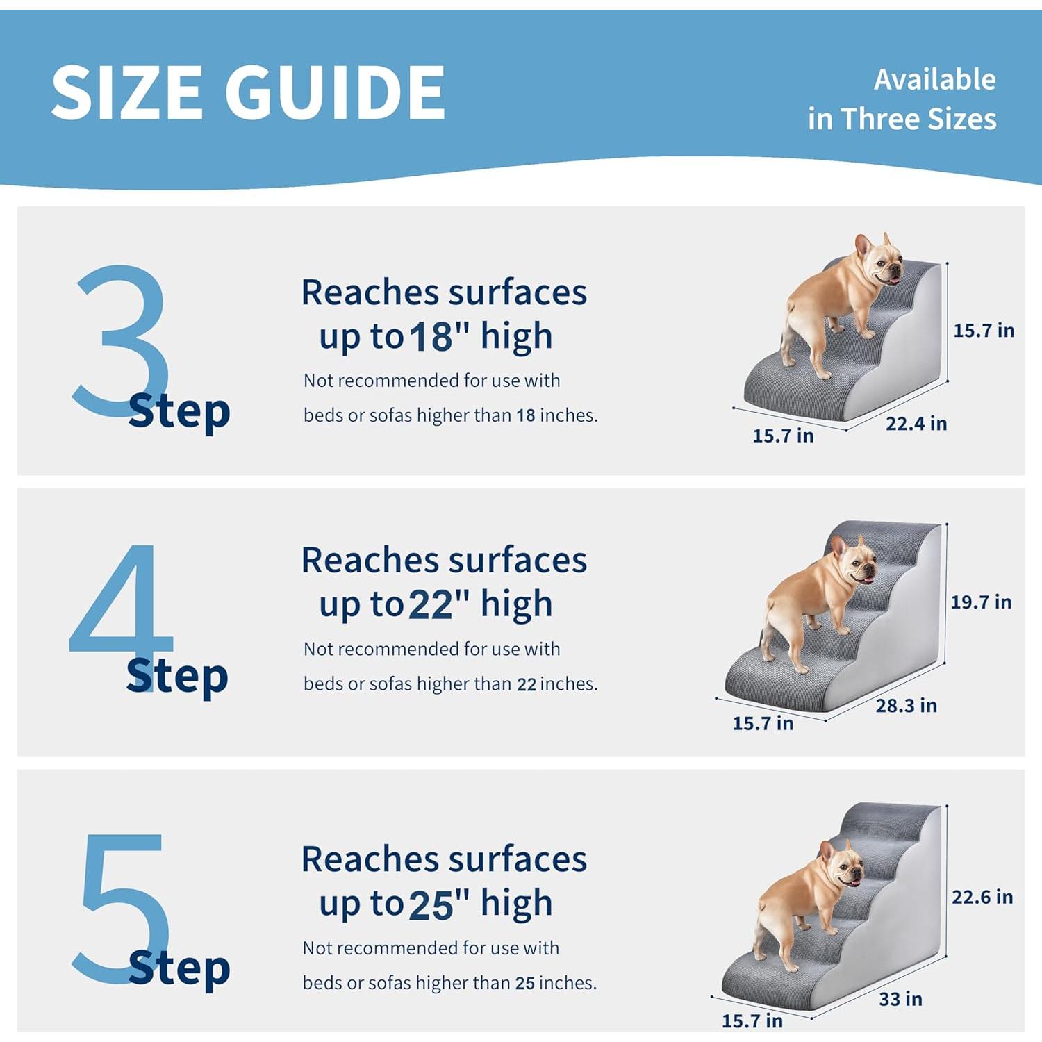 Escaleras para Perros Pequeños MYAXBD 3 Pasos 40x57x40 cm Gris