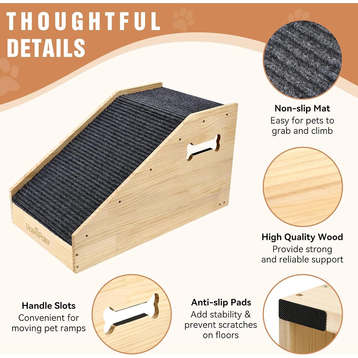 Rampa para Perros VavoPaw de Madera Antideslizante 71x40cm