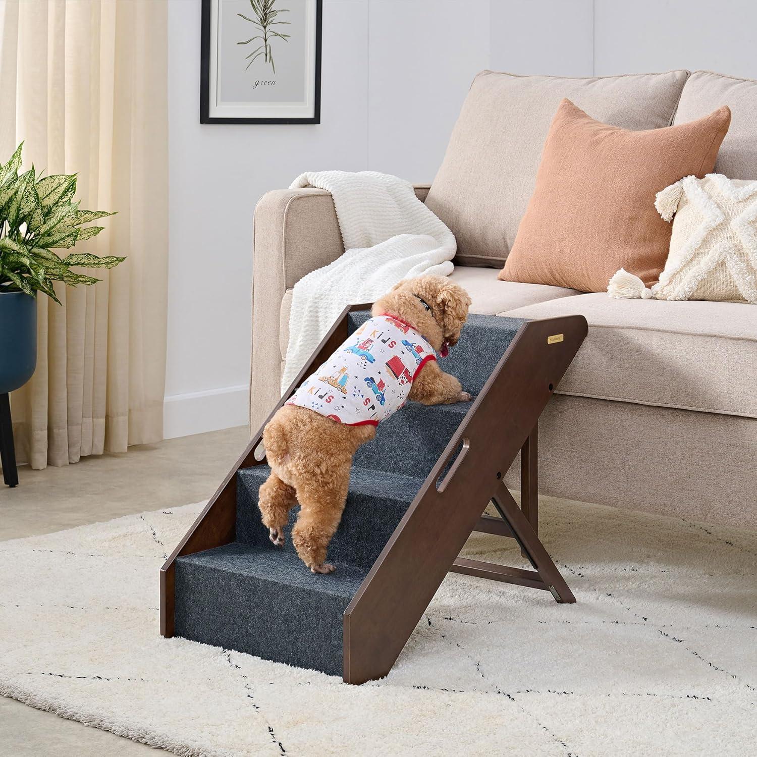 Escalones para Mascotas MECO Plegables Madera Sólida Espresso