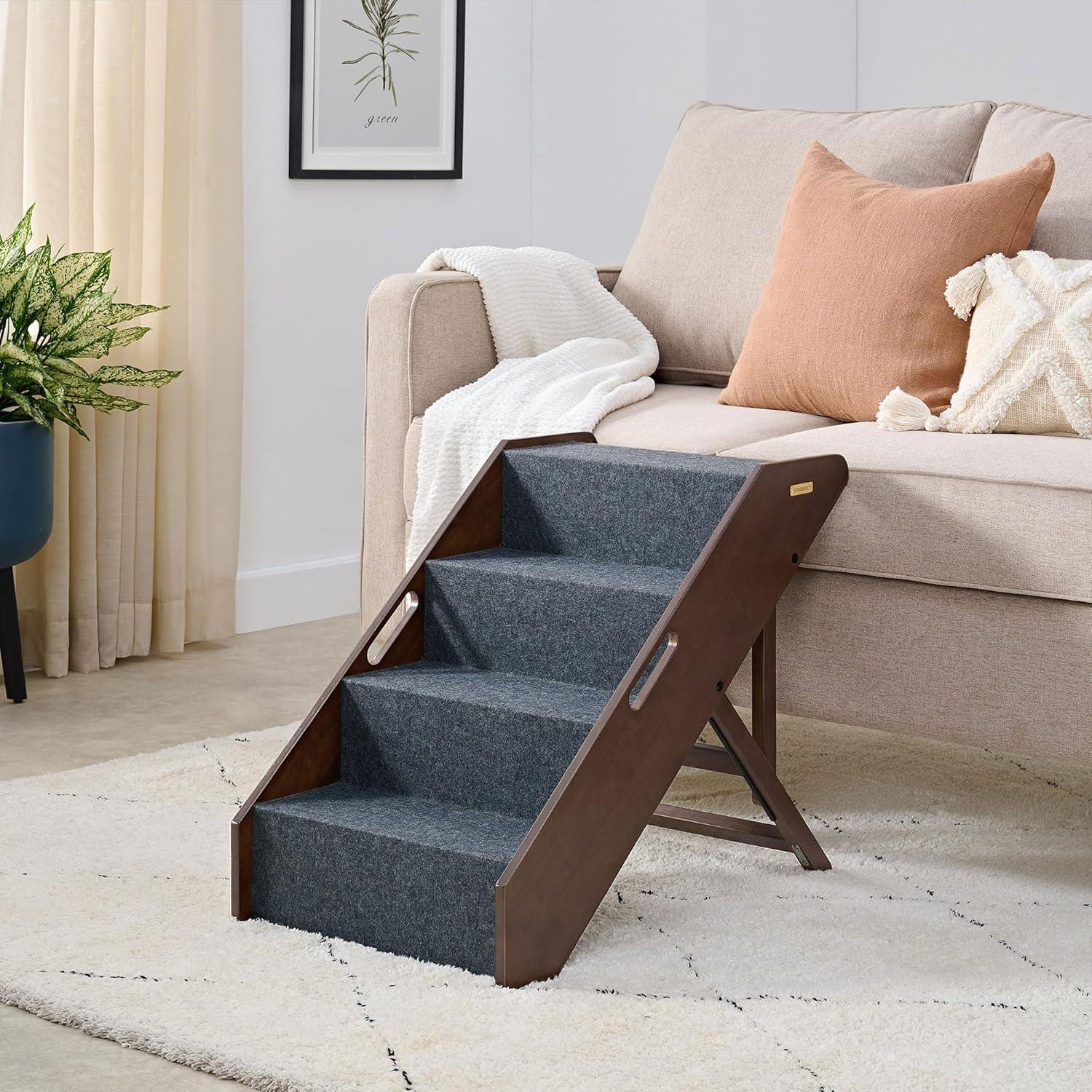 Escalones para Mascotas MECO Plegables Madera Sólida Espresso