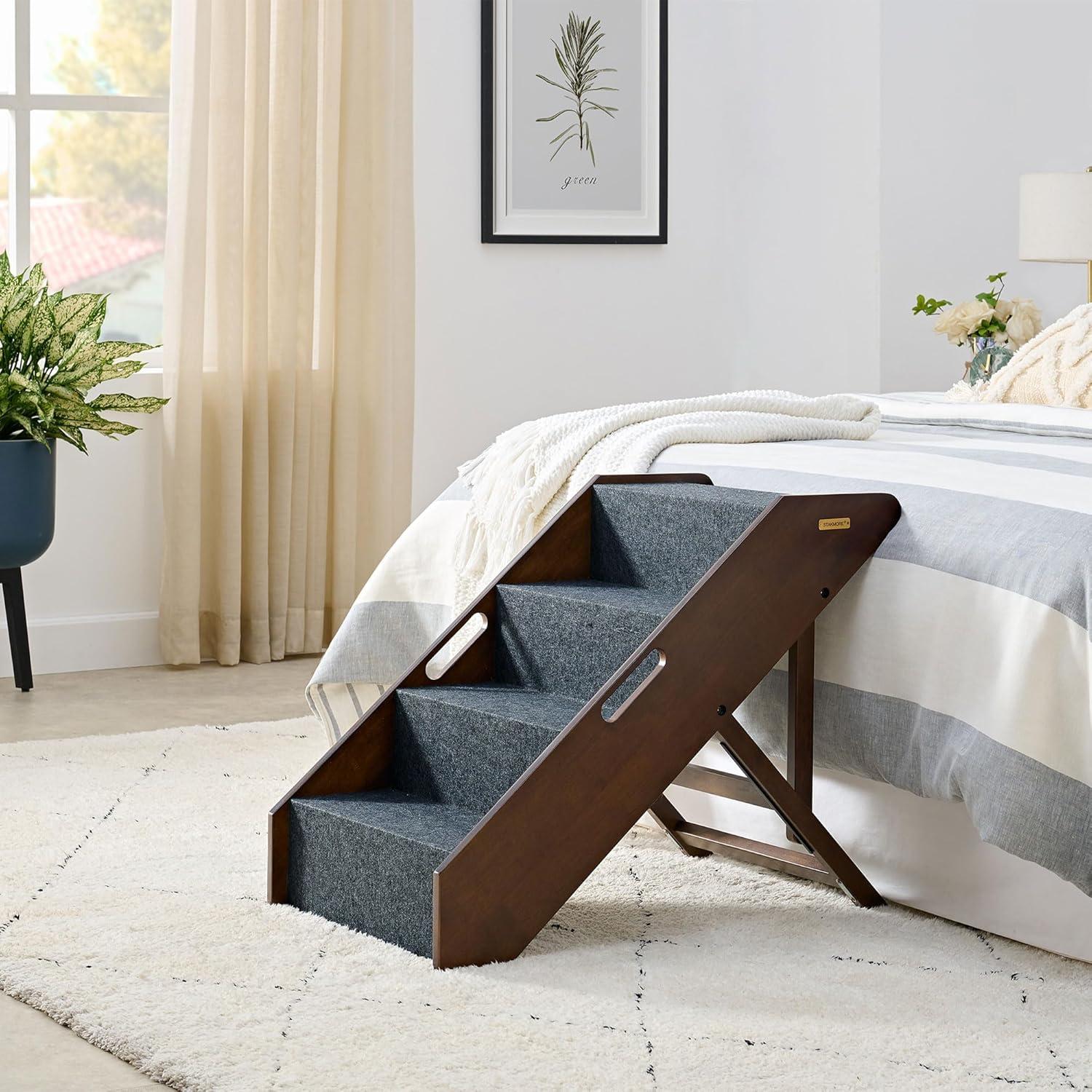 Escalones para Mascotas MECO Plegables Madera Sólida Espresso