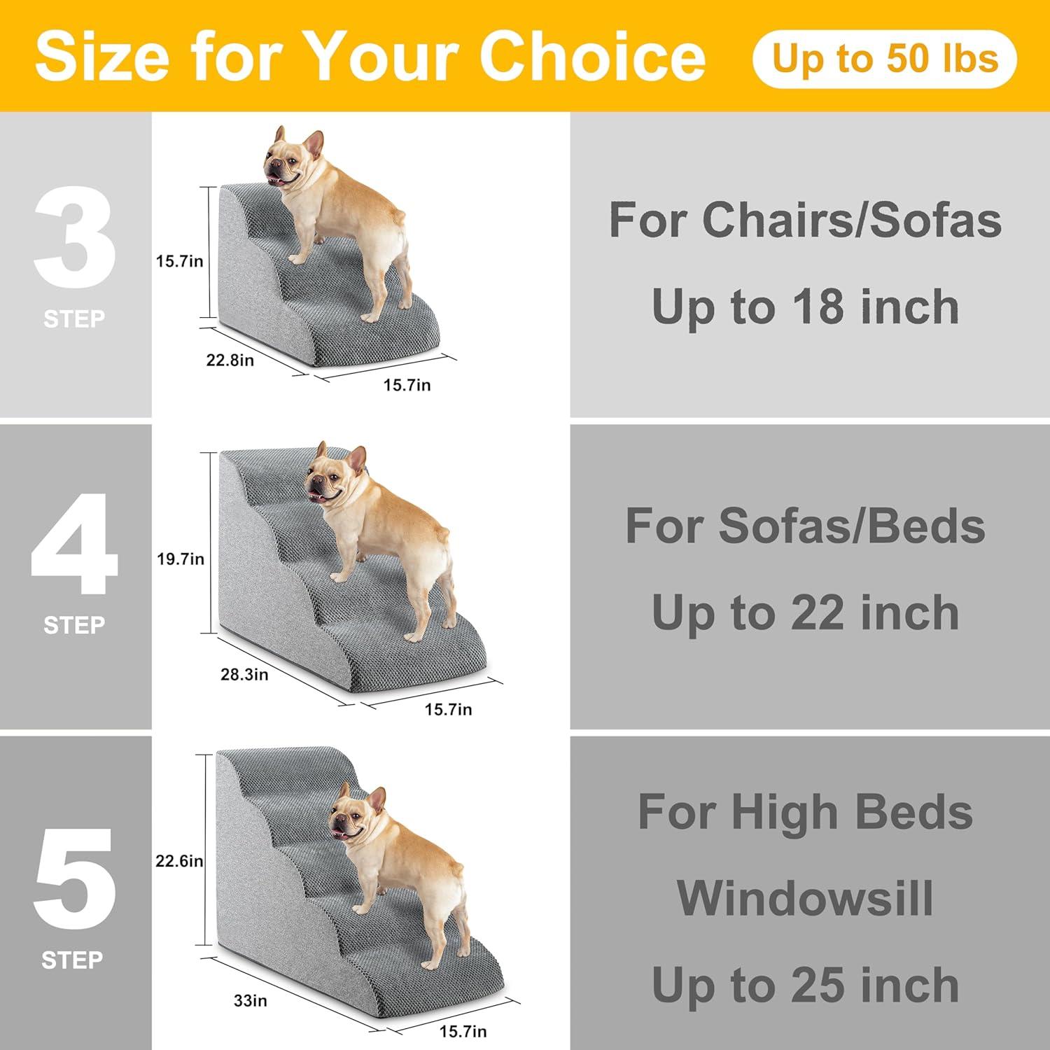 Escaleras para Perros HCYLHXQ de 4 Pasos 50 cm Gris