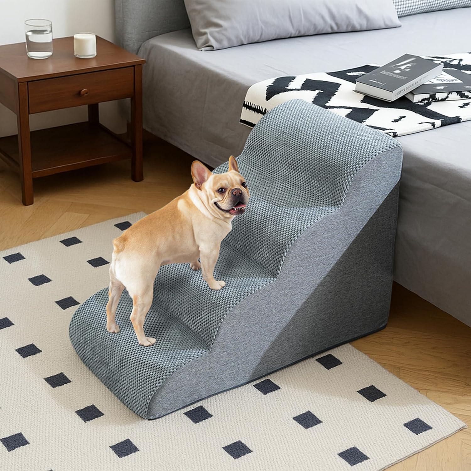 Escaleras para Perros HCYLHXQ de 4 Pasos 50 cm Gris