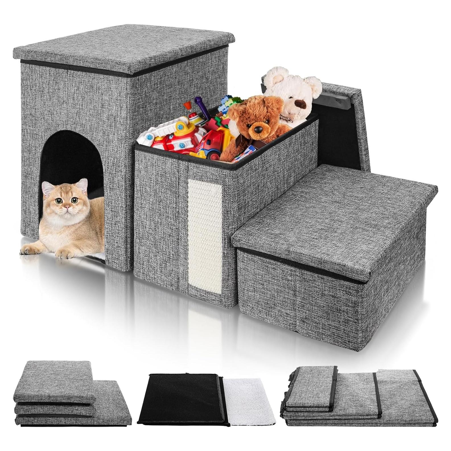 Escalera Plegable para Mascotas YIMITEE 3 Niveles 75 Kg