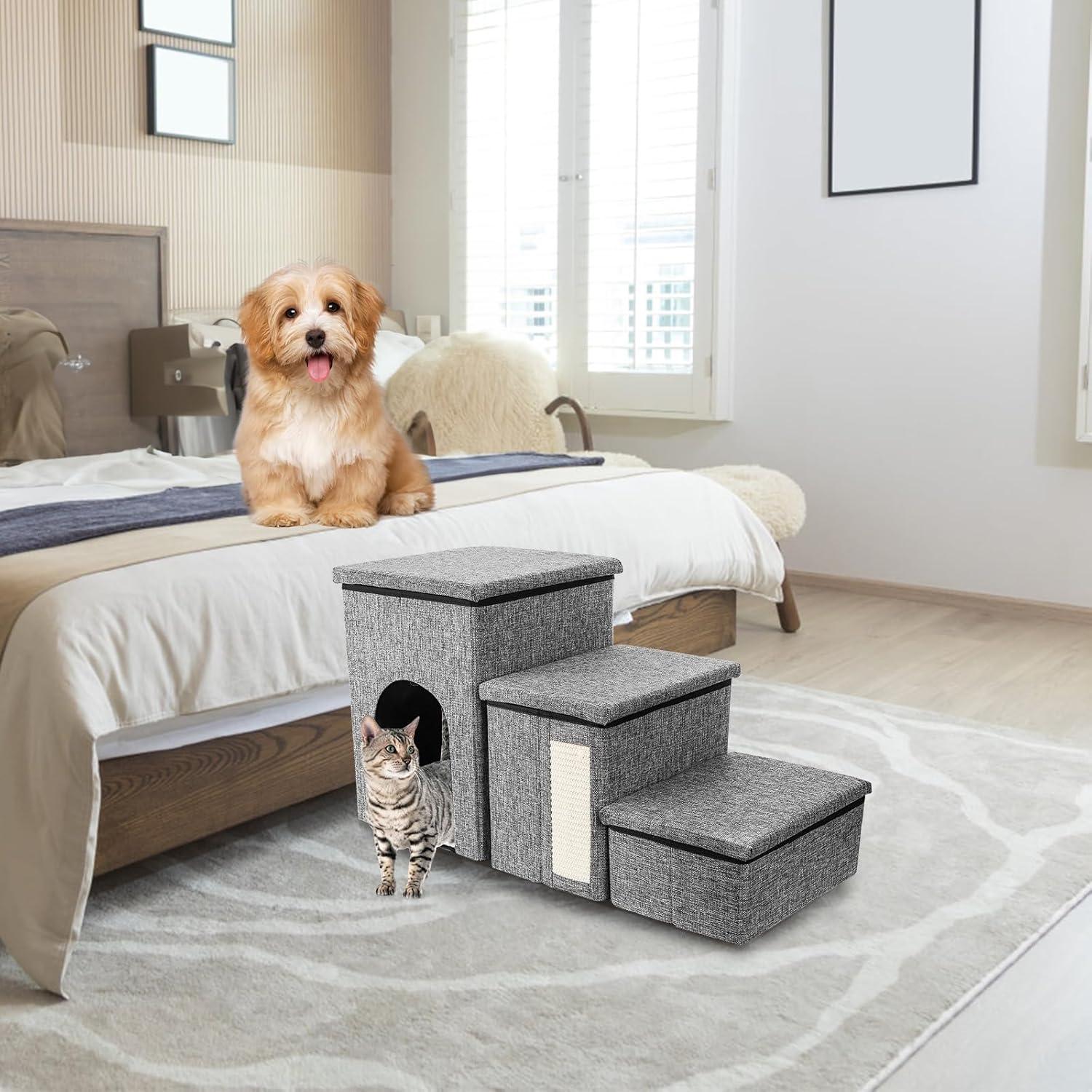 Escalera Plegable para Mascotas YIMITEE 3 Niveles 75 Kg