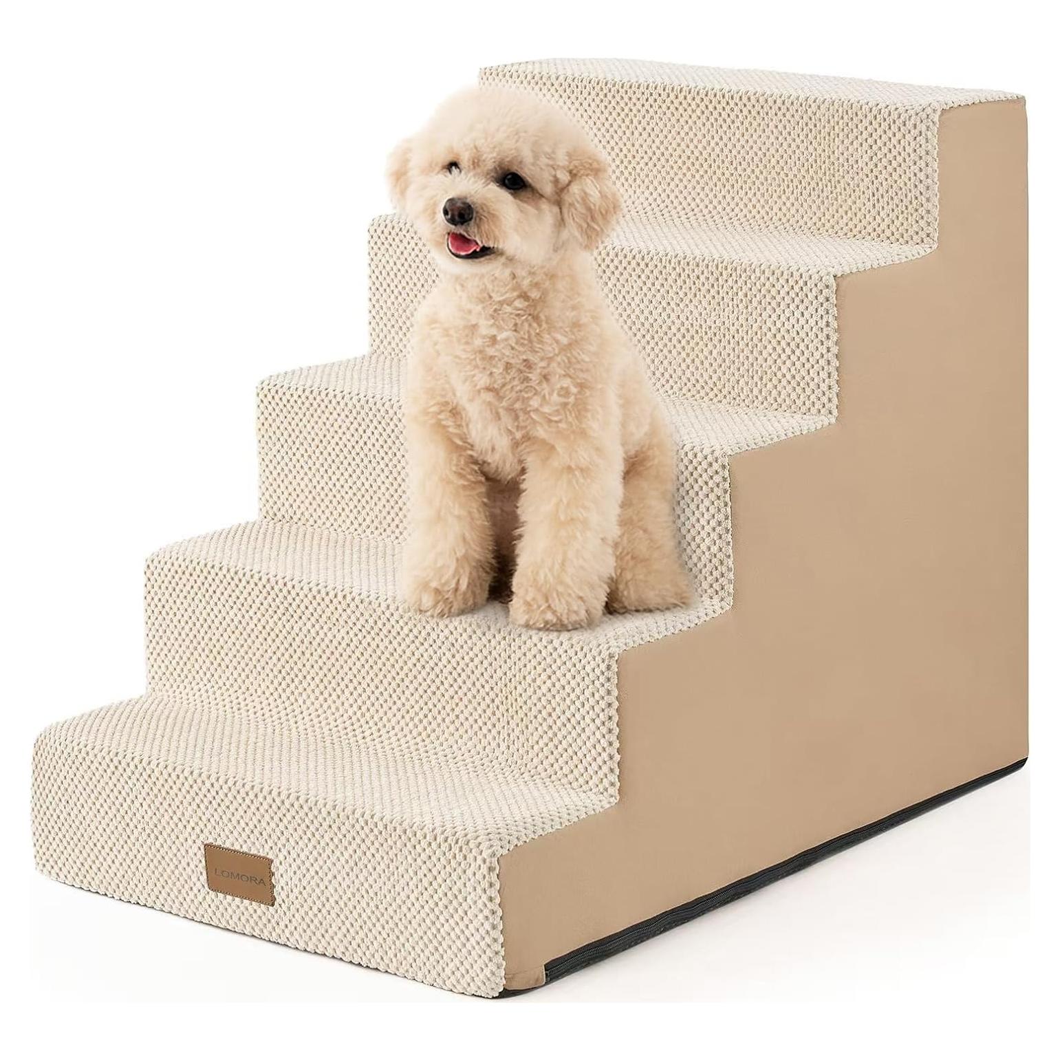 Escalera para Perros LOMORA 5 Niveles Antideslizante 60 cm Beige