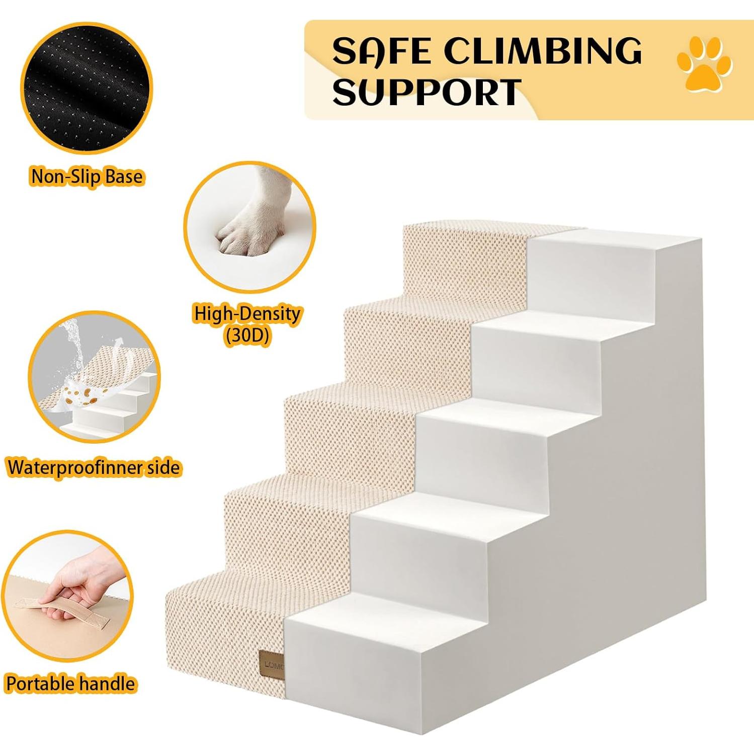 Escalera para Perros LOMORA 5 Niveles Antideslizante 60 cm Beige