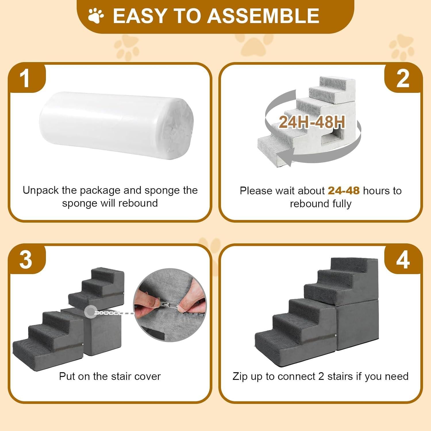 Escalera para Perros YUSING 6 Pasos Antideslizante 88.9x40.6cm