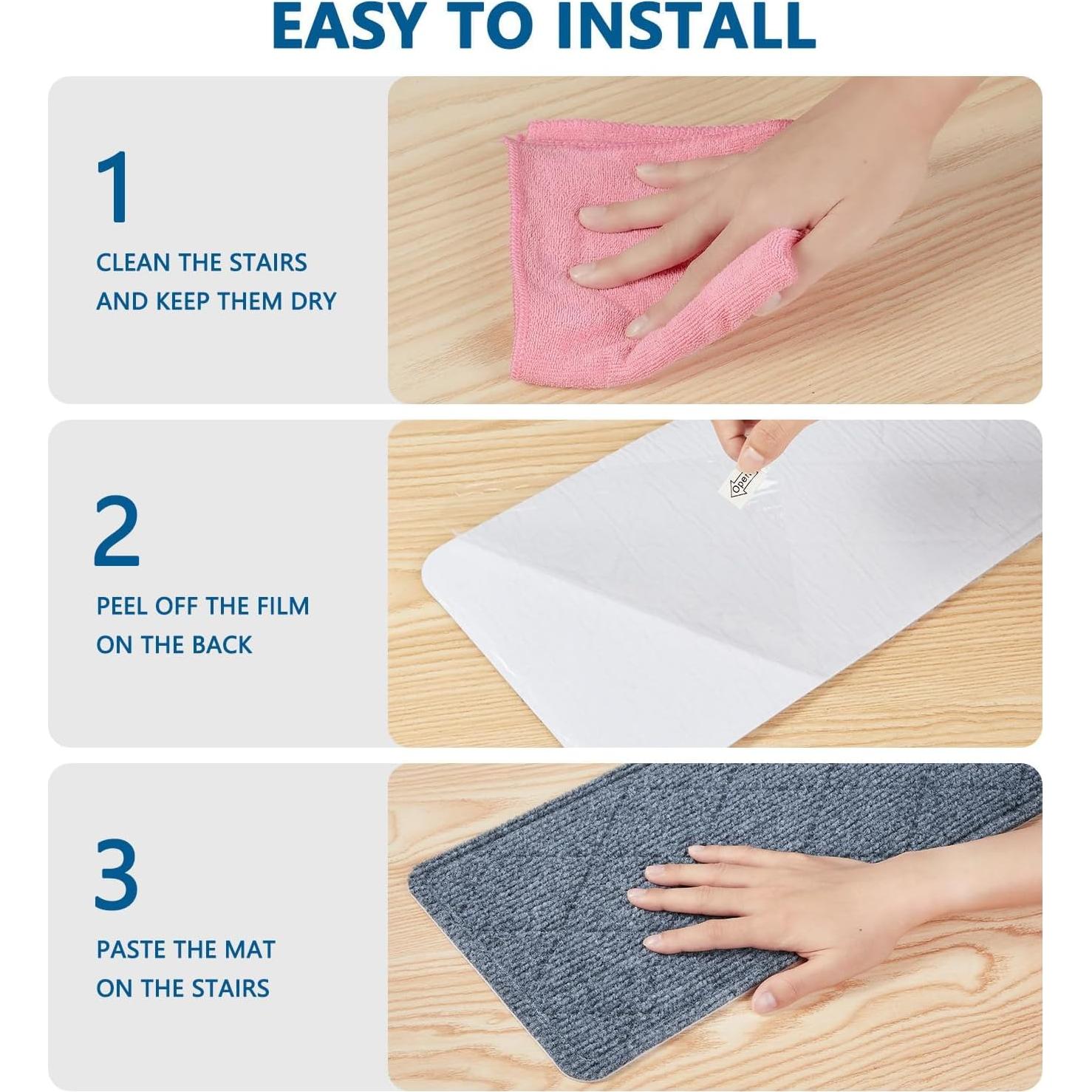 Escalones Antideslizantes KOOTETA 20x76cm Gris Oscuro - Paquete de 15