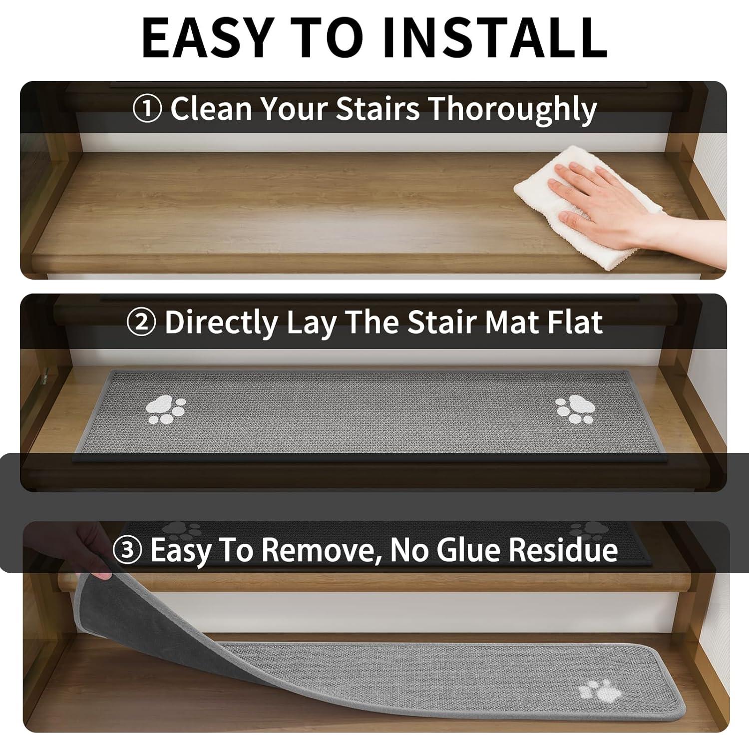 Escalones Antideslizantes YDKGL 15PCS 20x76 cm Gris Lavables