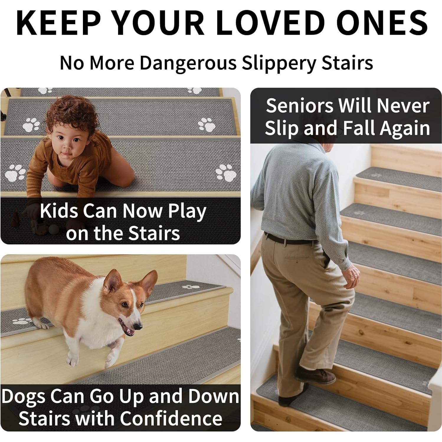 Escalones Antideslizantes YDKGL 15PCS 20x76 cm Gris Lavables