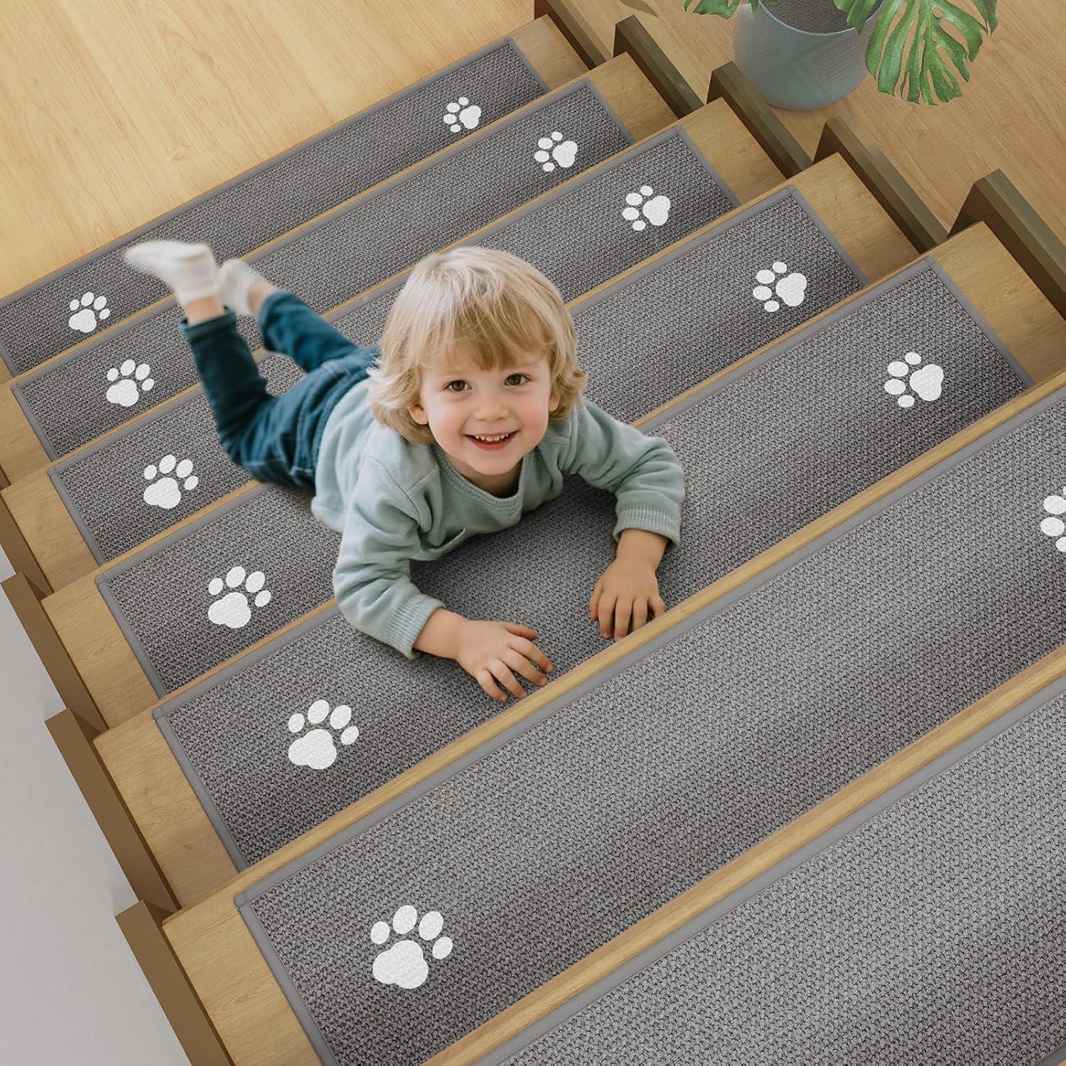 Escalones Antideslizantes YDKGL 15PCS 20x76 cm Gris Lavables