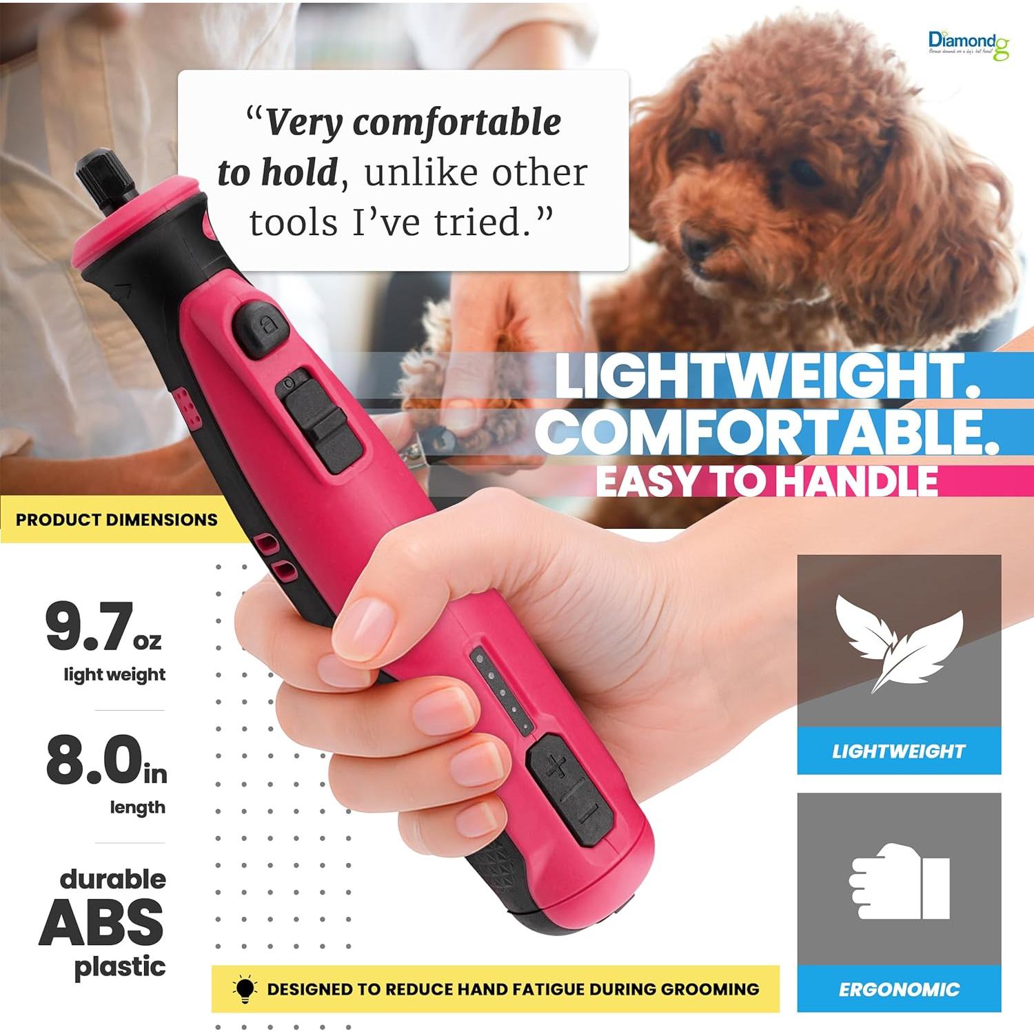 Cortador de Uñas Eléctrico Diamondg Rosa con Luz LED y 4h Batería