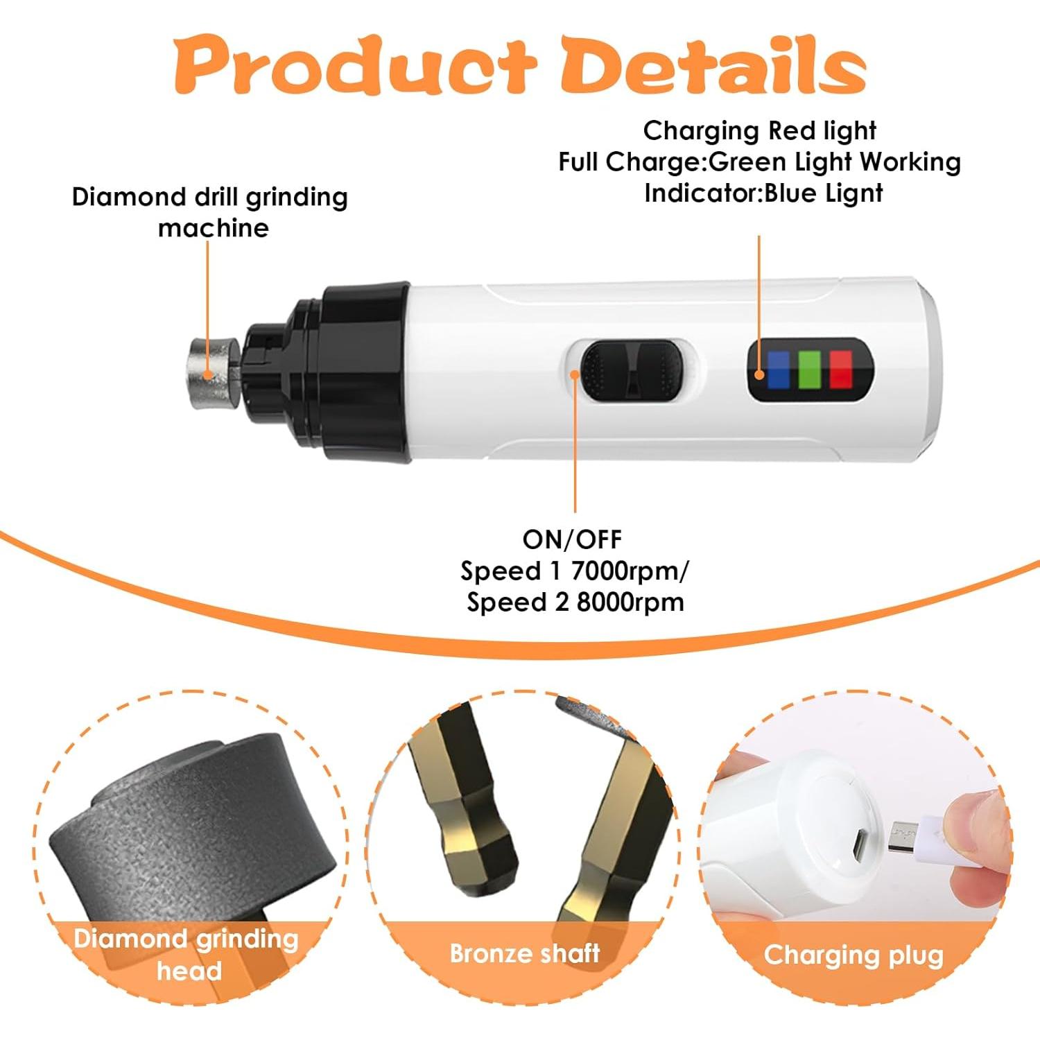 Cortador de Uñas Eléctrico Uelkr Pro Silencioso para Perros