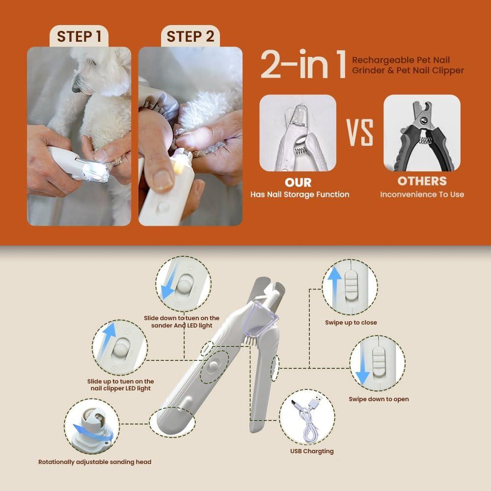 Cortador y Pulidor de Uñas 2-en-1 Be Global Trade - LED, Silencioso, Recargable