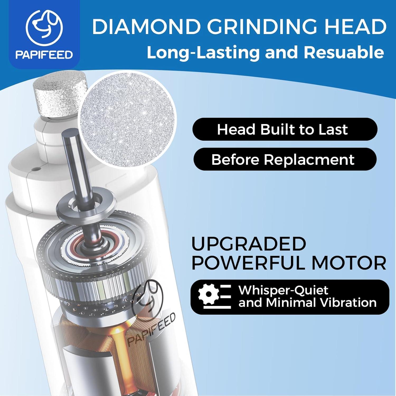 Amoladora de Uñas Eléctrica PAPIFEED Blanca con 3 Velocidades y LED