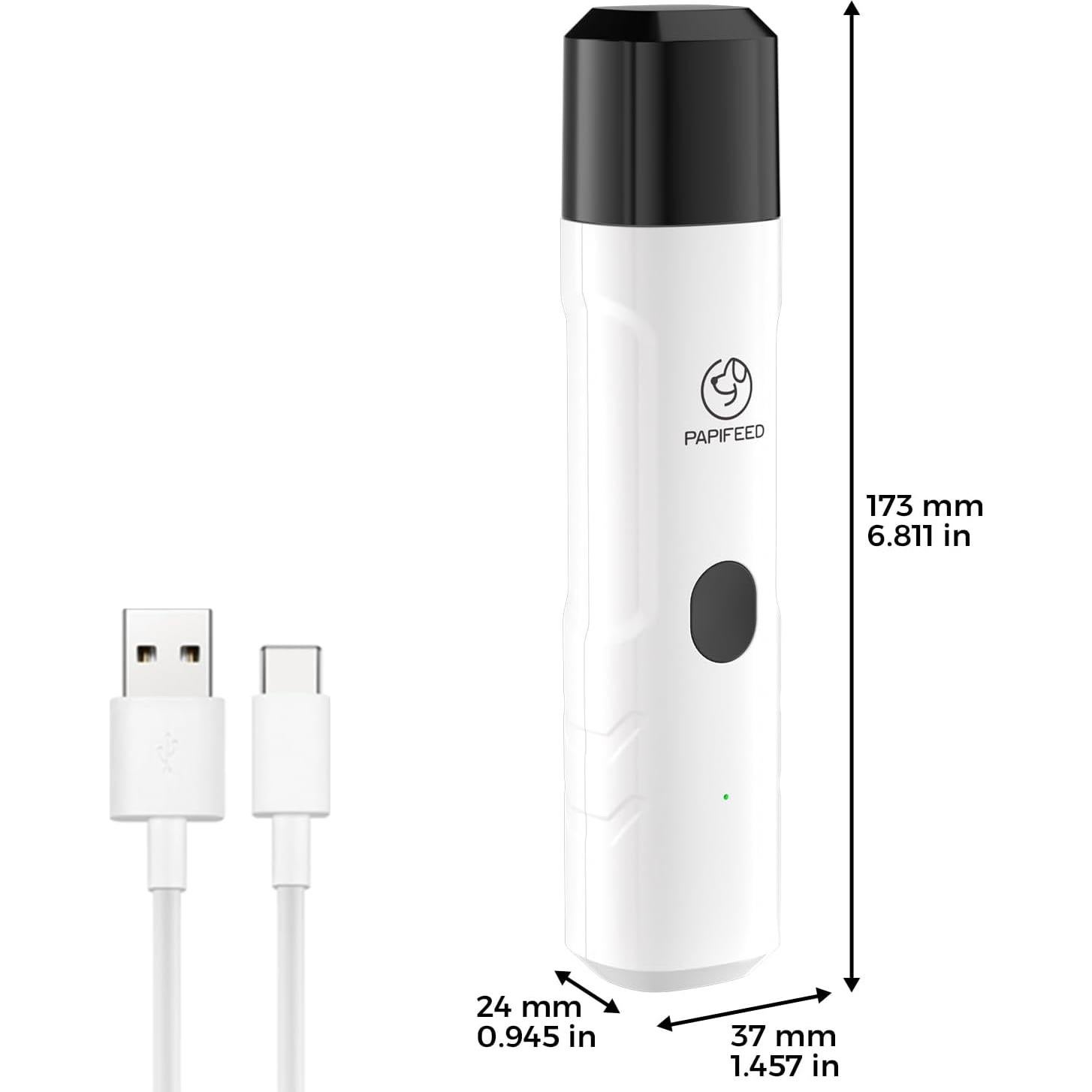 Amoladora de Uñas Eléctrica PAPIFEED Blanca con 3 Velocidades y LED