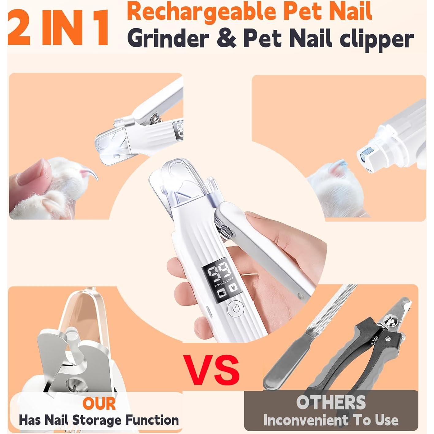 Cortauñas 2 en 1 TMoMT para perros y gatos con luces LED