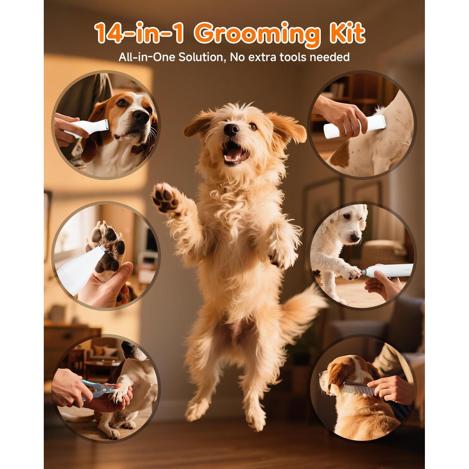 Kit de Aseo para Perros ATESON 14 en 1 Impermeable y Silencioso