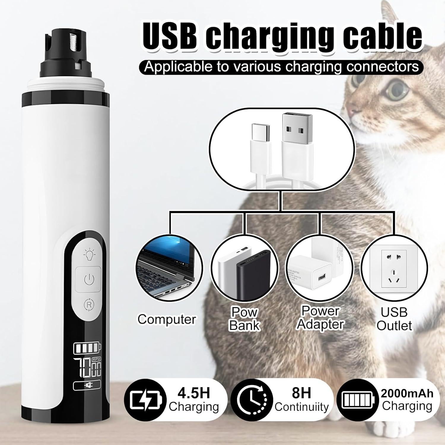 Cortador de Uñas Inalámbrico Movued con Luz LED y 3 Velocidades