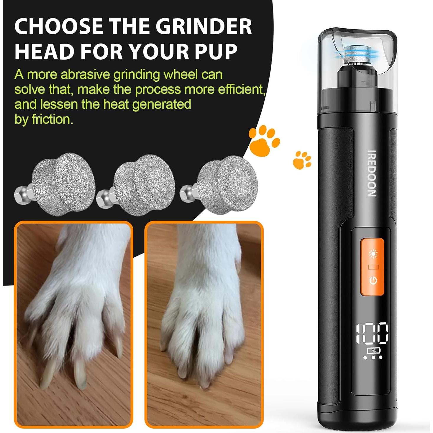 Cabezal de Repuesto para Amoladora de Uñas de Perro IREDOON - 3 Piezas con Granos 100, 80, 60