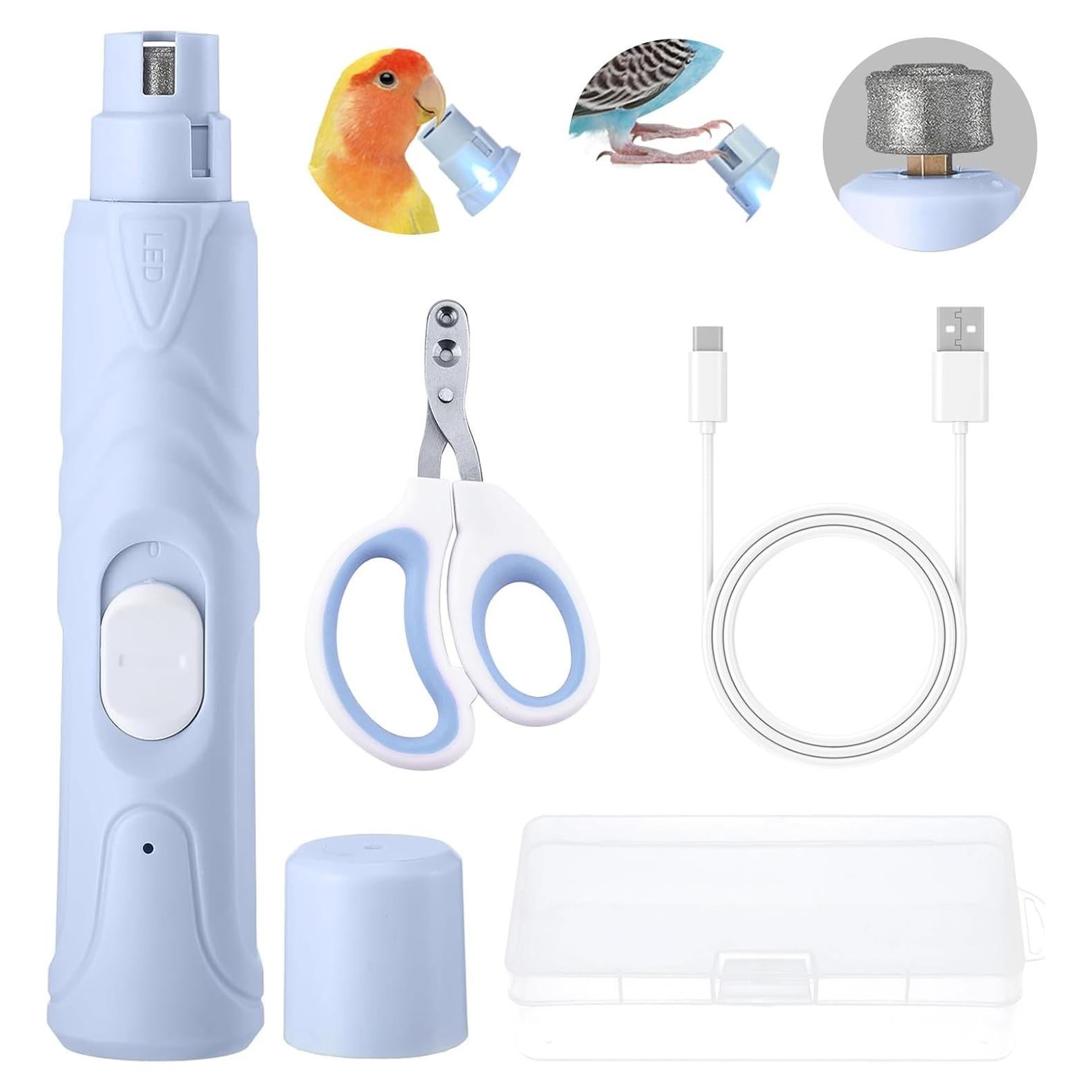 Molinillo de Uñas para Aves LUKHMELF Recargable con Luz LED