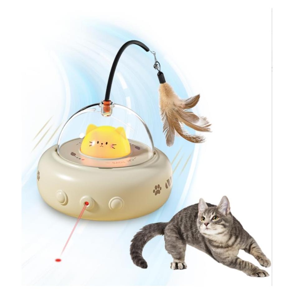 Juguete Interactivo para Gatos TVM 2-en-1 con Pluma y Láser