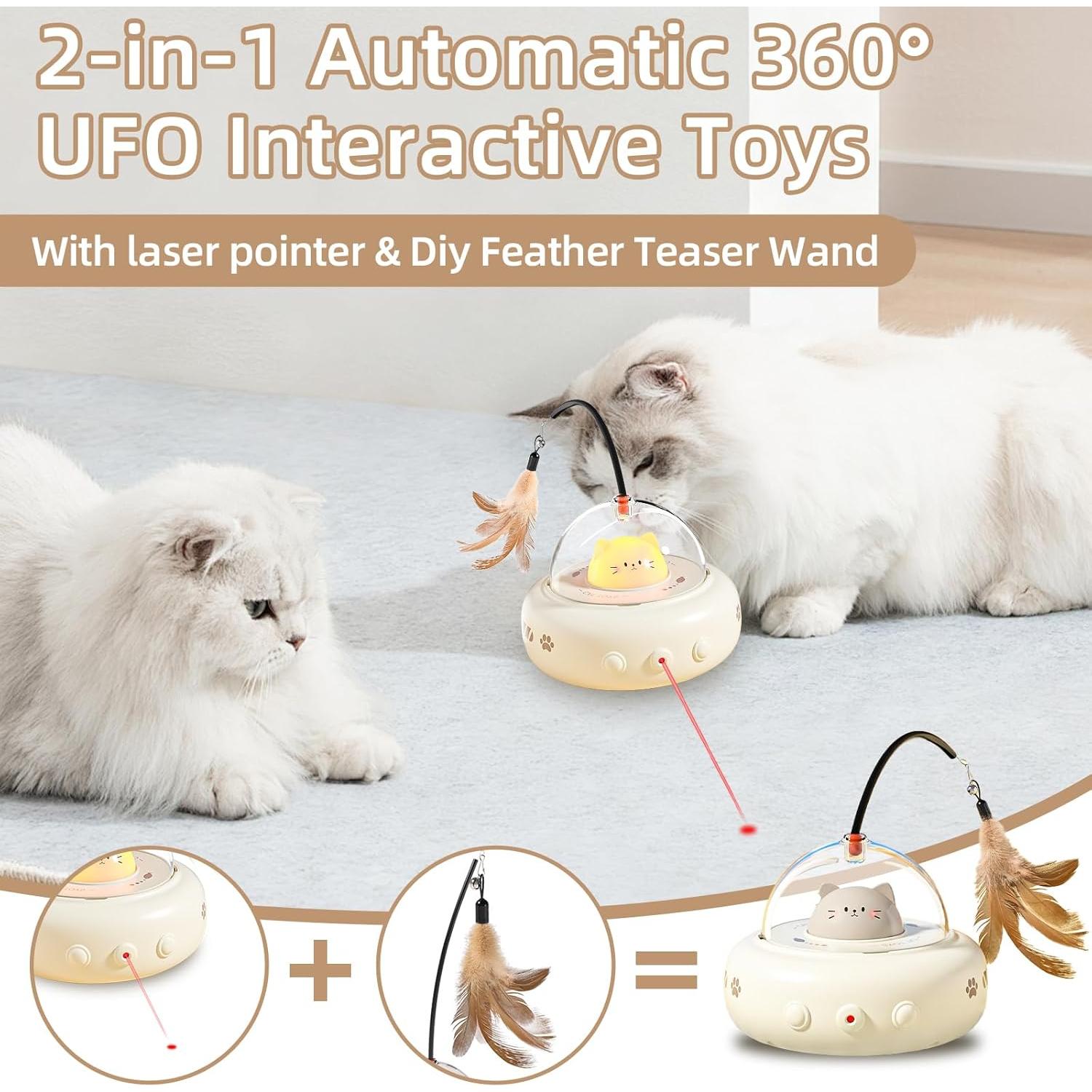 Juguete Interactivo para Gatos TVM 2-en-1 con Pluma y Láser