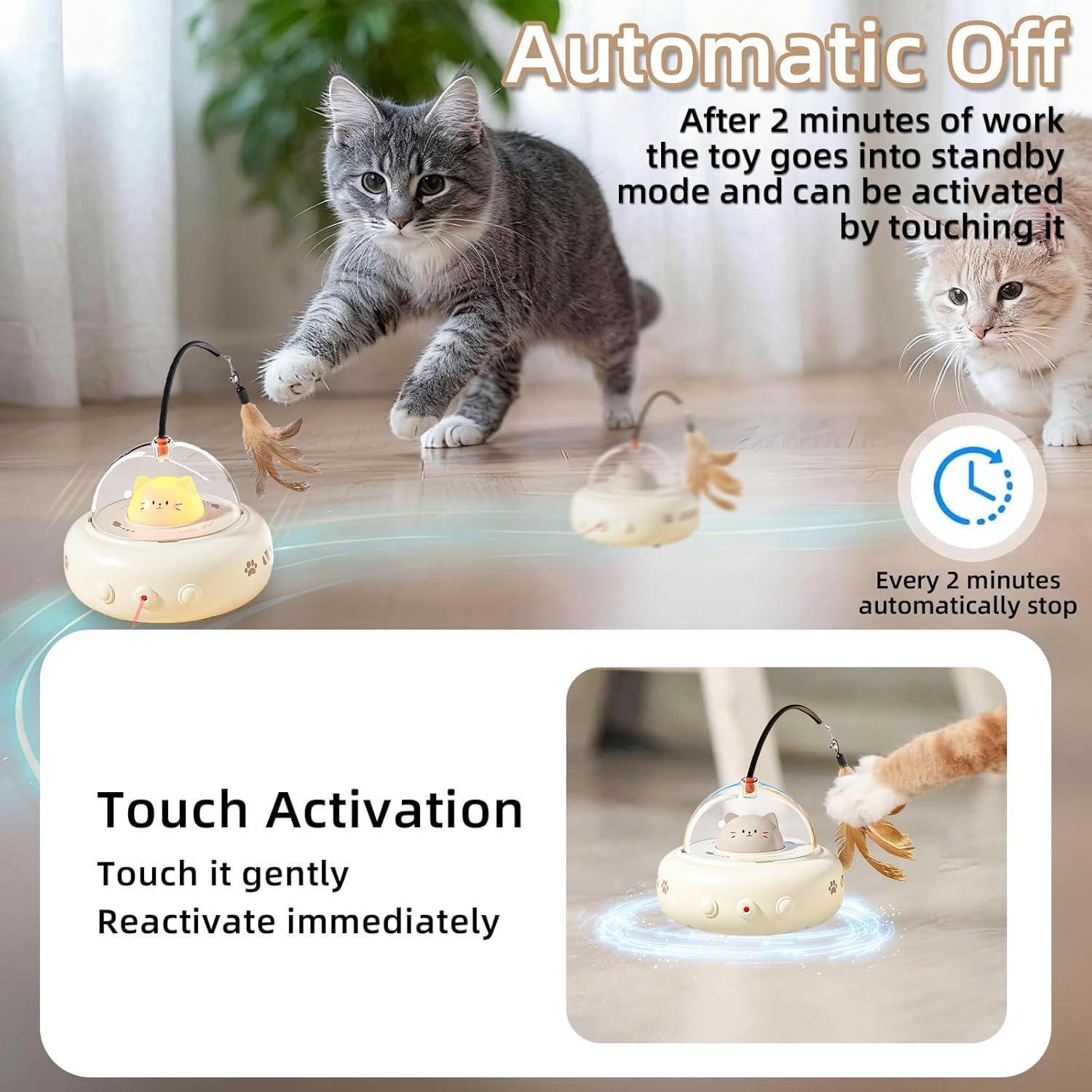 Juguete Interactivo para Gatos TVM 2-en-1 con Pluma y Láser