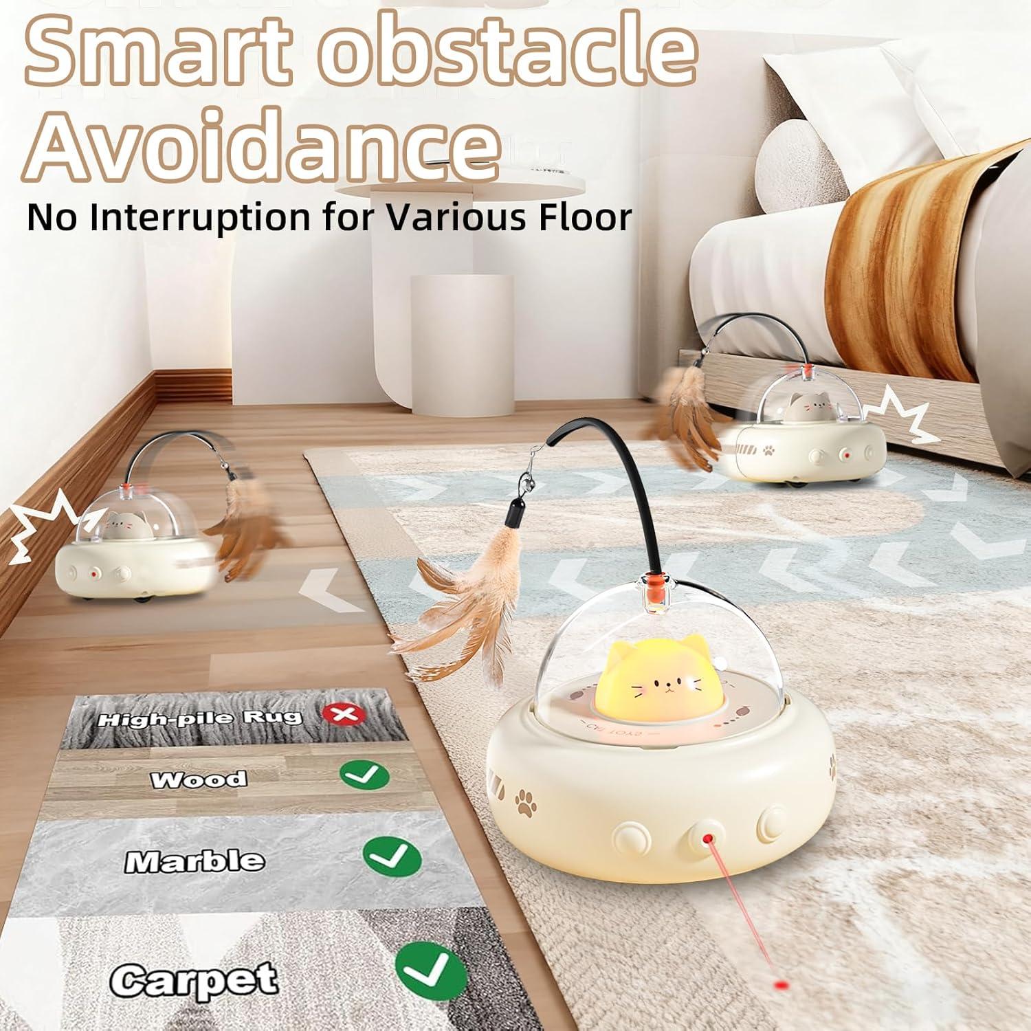 Juguete Interactivo para Gatos TVM 2-en-1 con Pluma y Láser