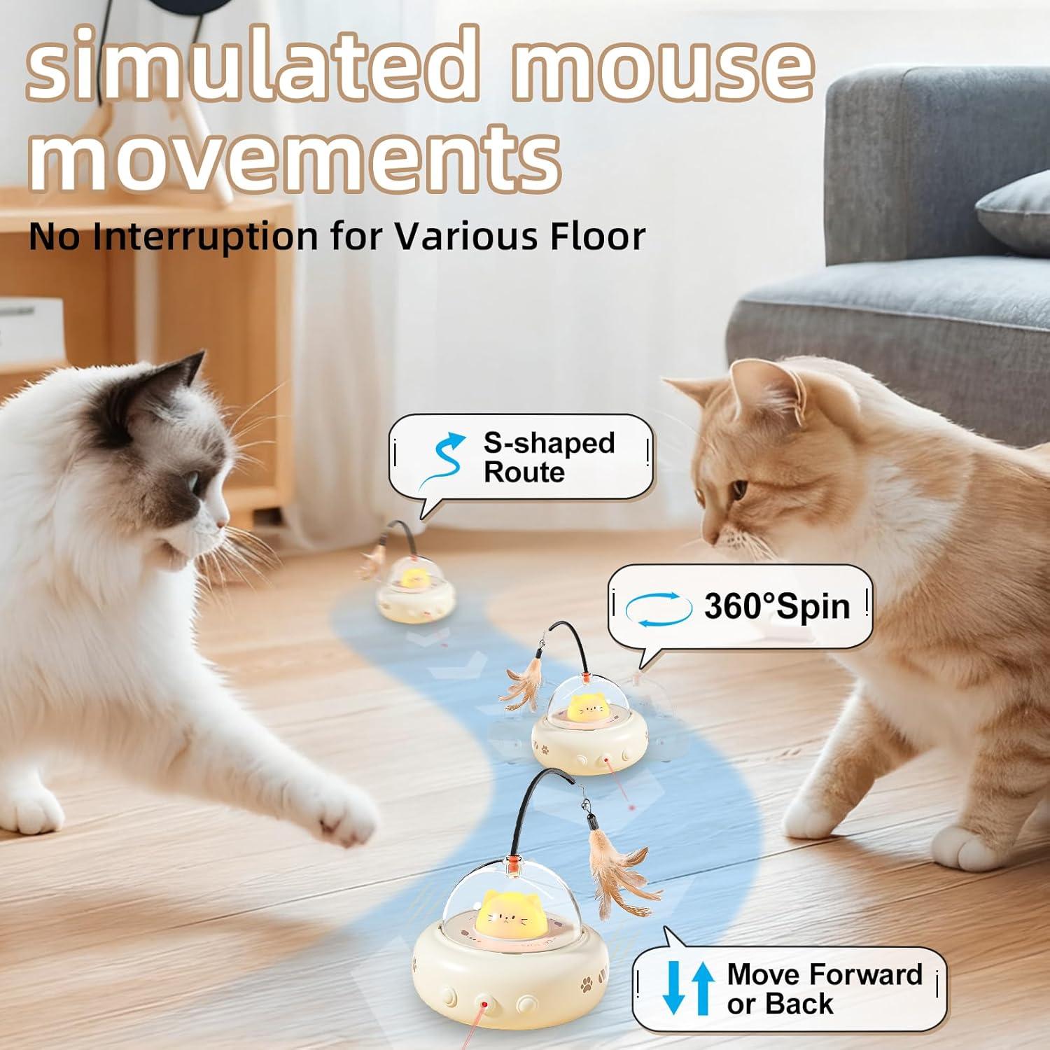 Juguete Interactivo para Gatos TVM 2-en-1 con Pluma y Láser