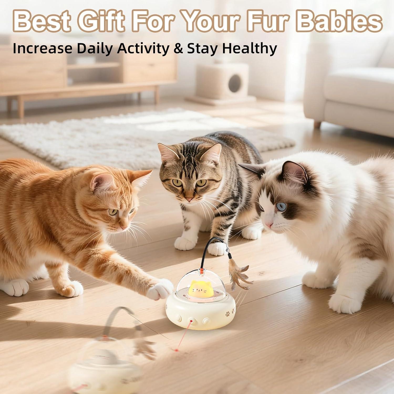 Juguete Interactivo para Gatos TVM 2-en-1 con Pluma y Láser