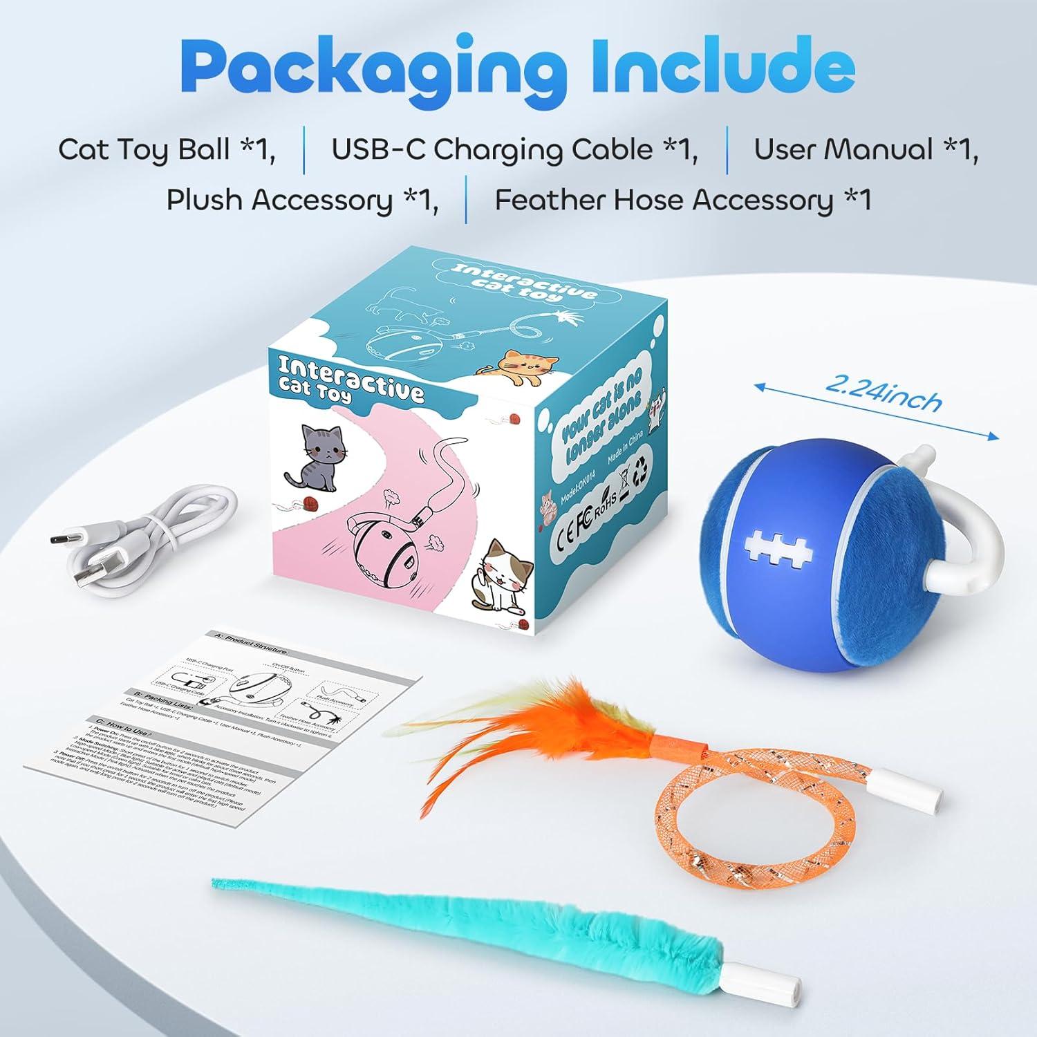 Bola de Juguete Interactiva para Gatos DDXCOO, Recargable USB