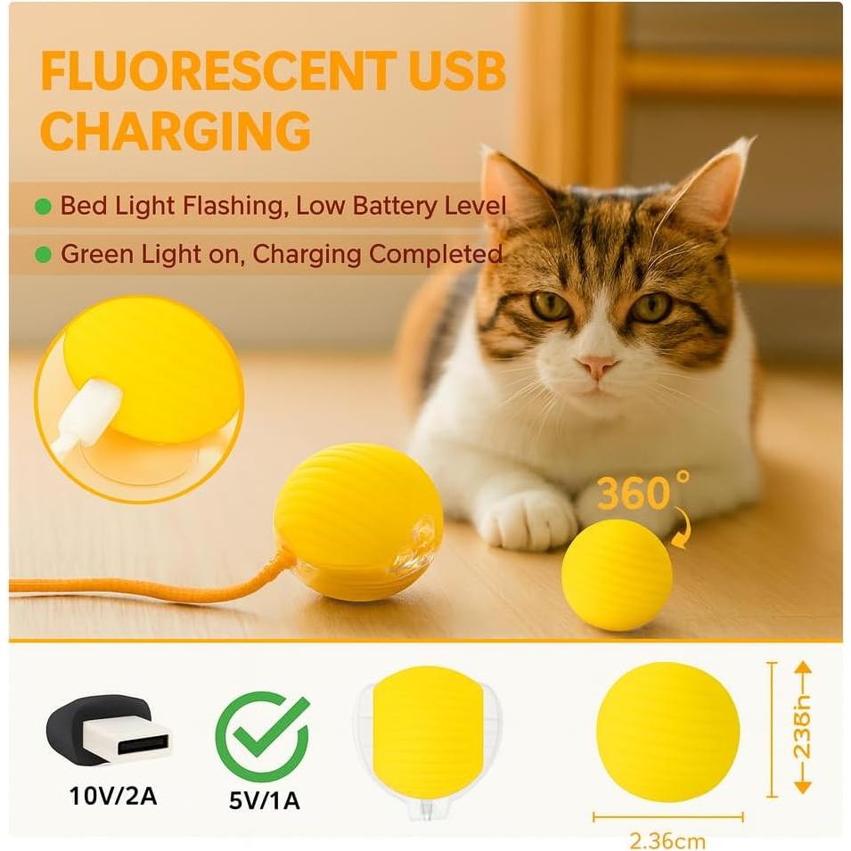 Bola de Juguete Automática para Gatos CKFPS - Recargable USB