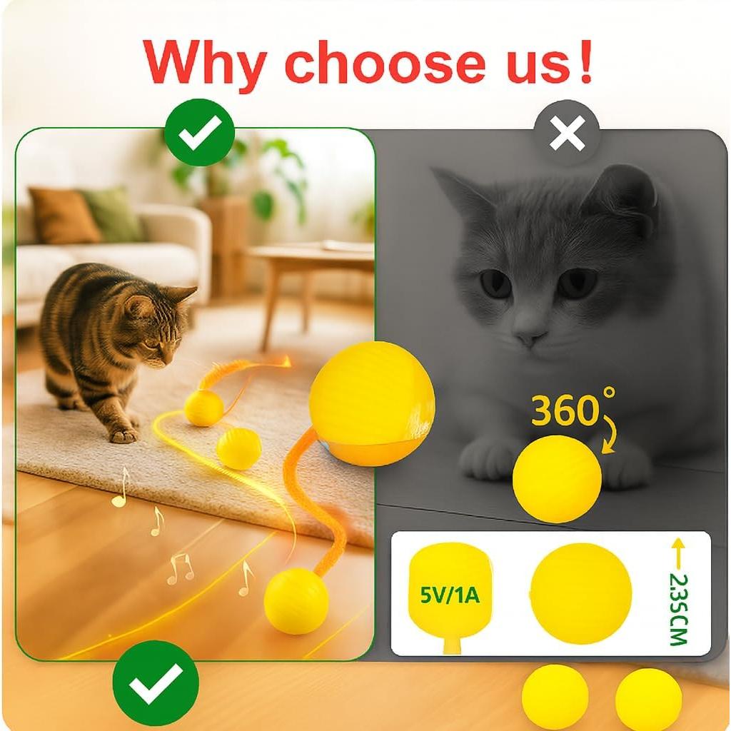 Bola de Juguete Automática para Gatos CKFPS - Recargable USB