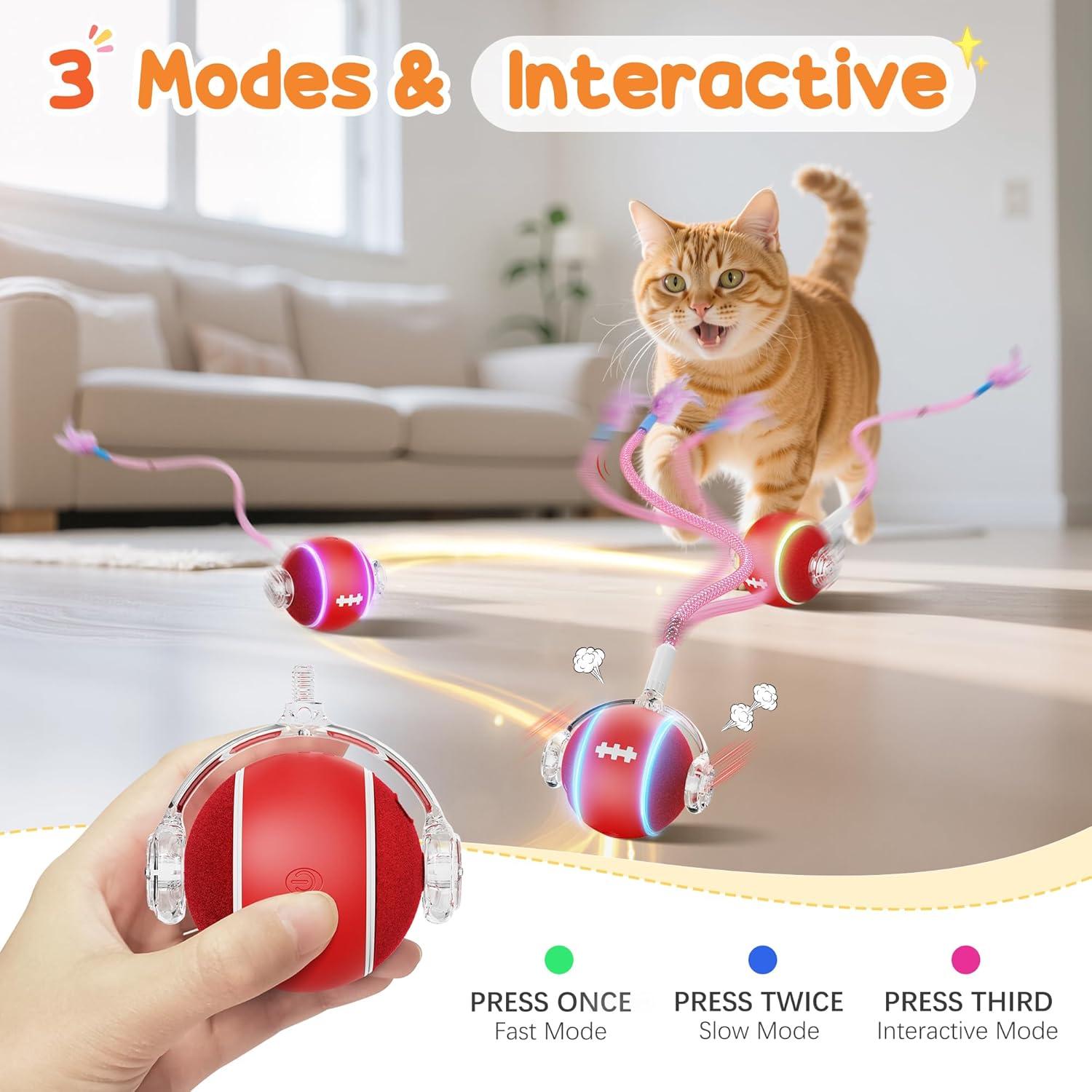Juguete Interactivo para Gatos PANRIO, Bola Eléctrica 800mAh