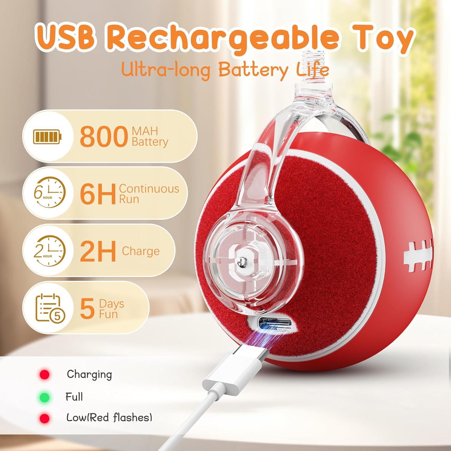 Juguete Interactivo para Gatos PANRIO, Bola Eléctrica 800mAh