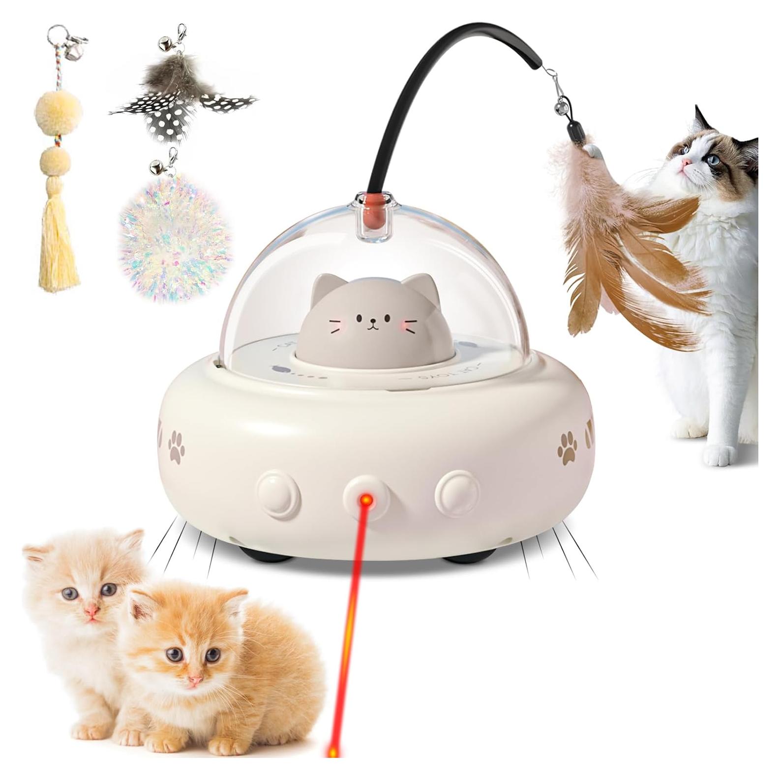 Juguete Interactivo para Gatos Simxihong 2 en 1 Laser y Pluma