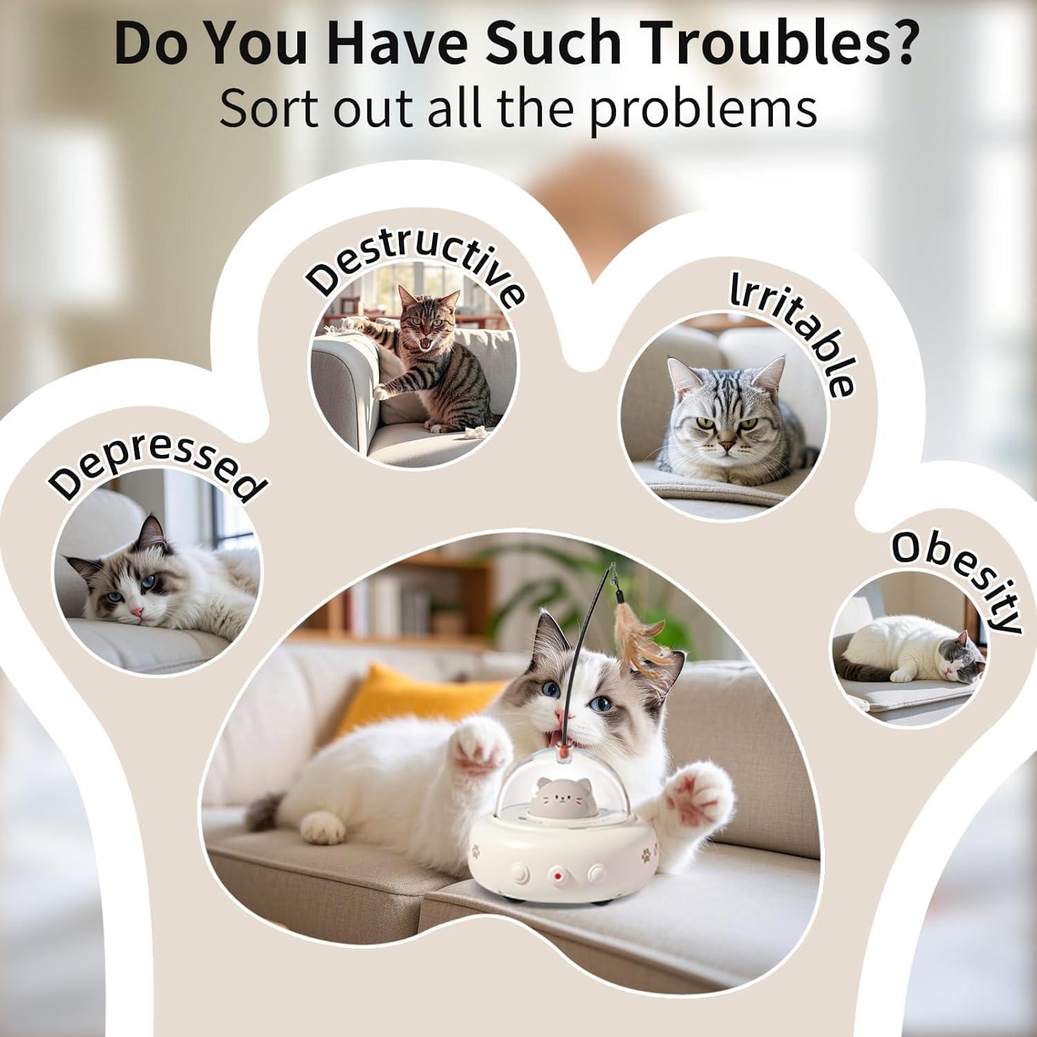 Juguete Interactivo para Gatos Simxihong 2 en 1 Laser y Pluma