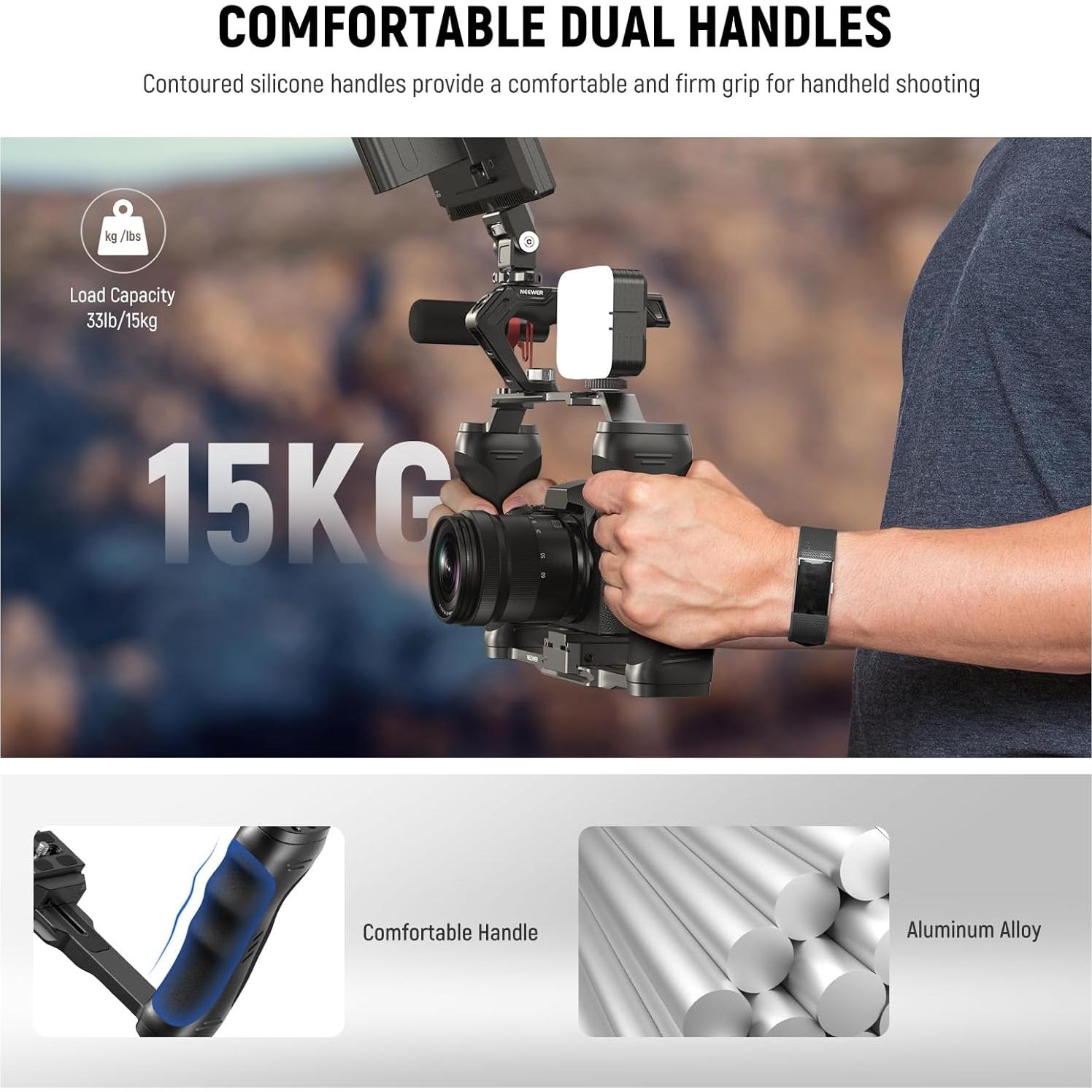 Jaula de Cámara NEEWER CA077 con Doble Mango y Placa Arca