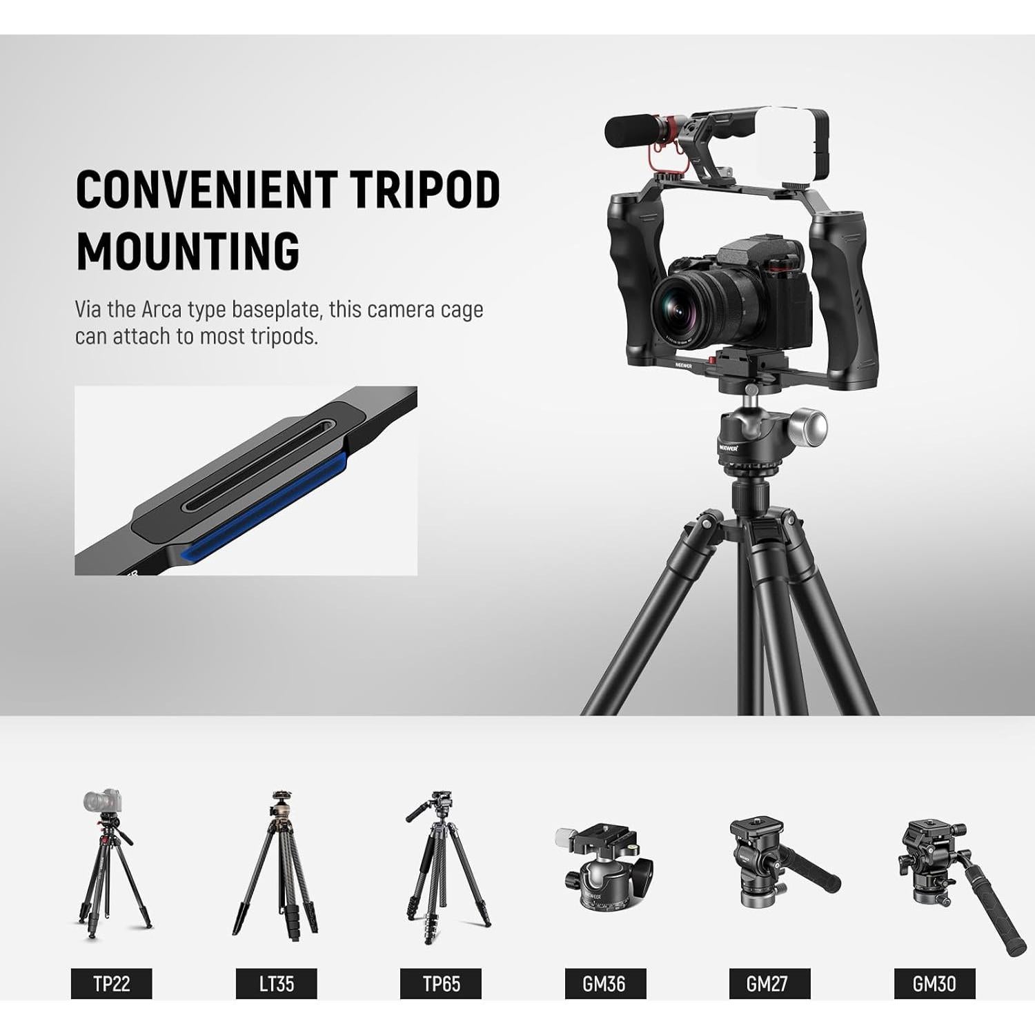 Jaula de Cámara NEEWER CA077 con Doble Mango y Placa Arca