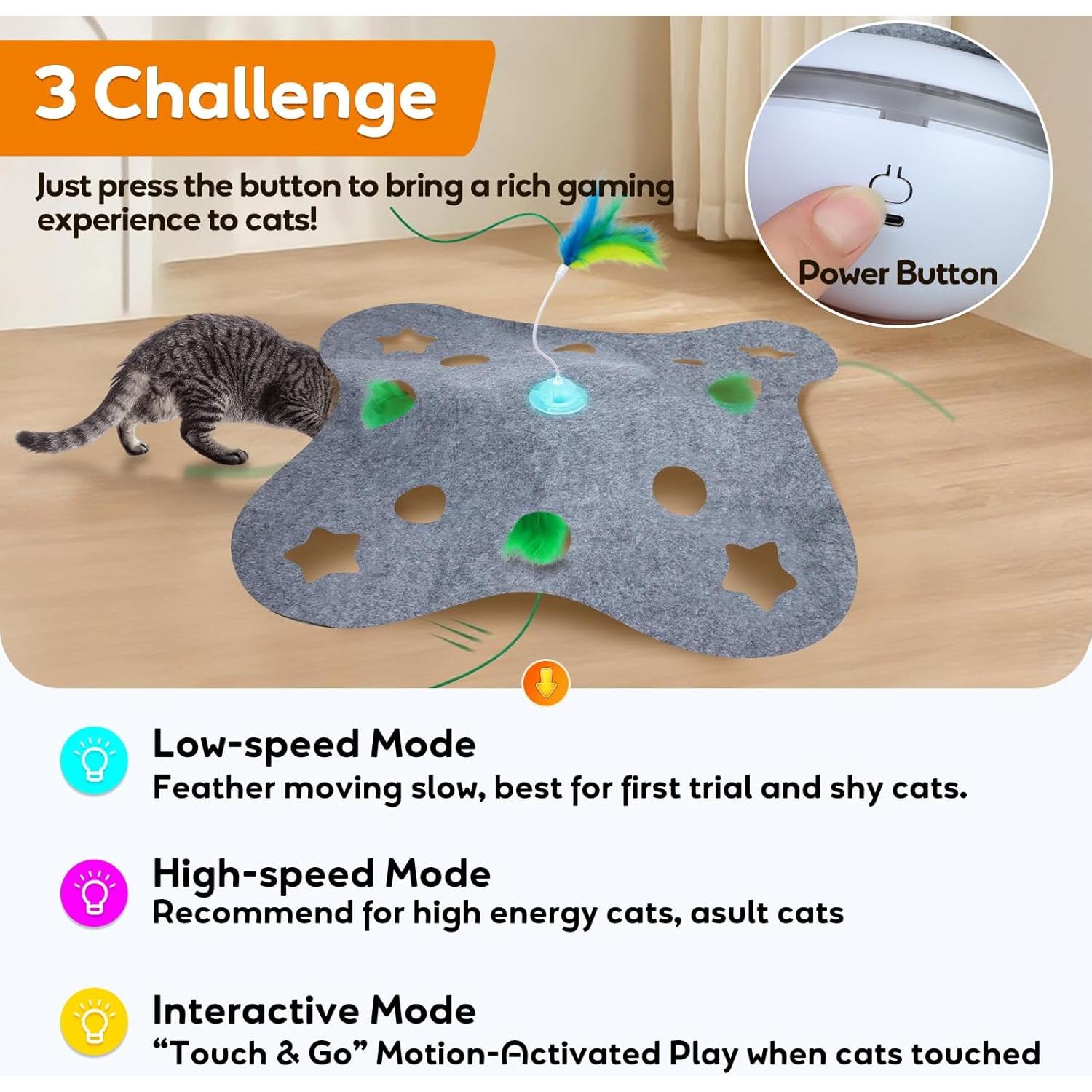 Juguete Interactivo para Gatos Giociv L16 con Pluma Movible