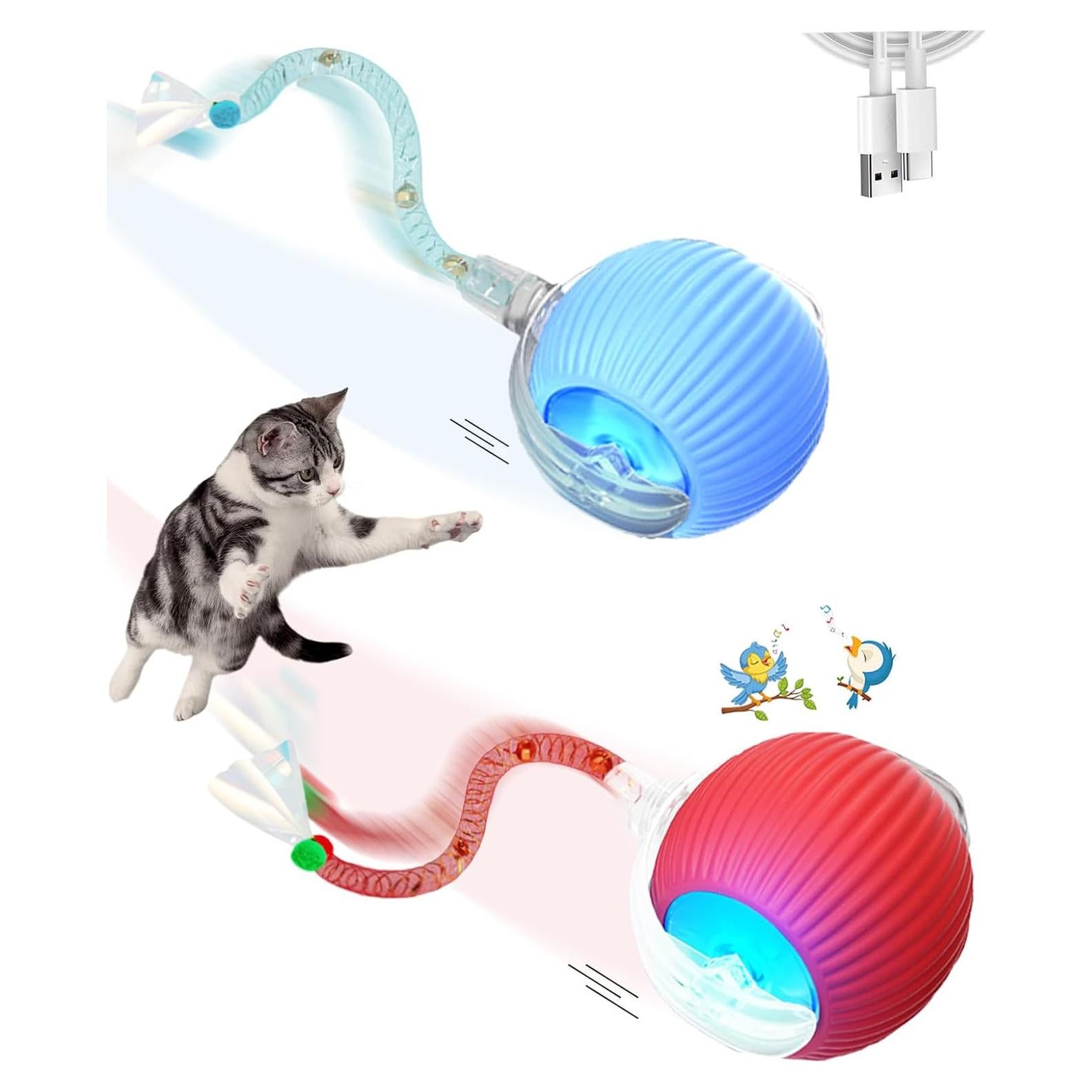 Juguetes Interactivos para Gatos Fuijeuj 2 Pcs Rojo y Azul