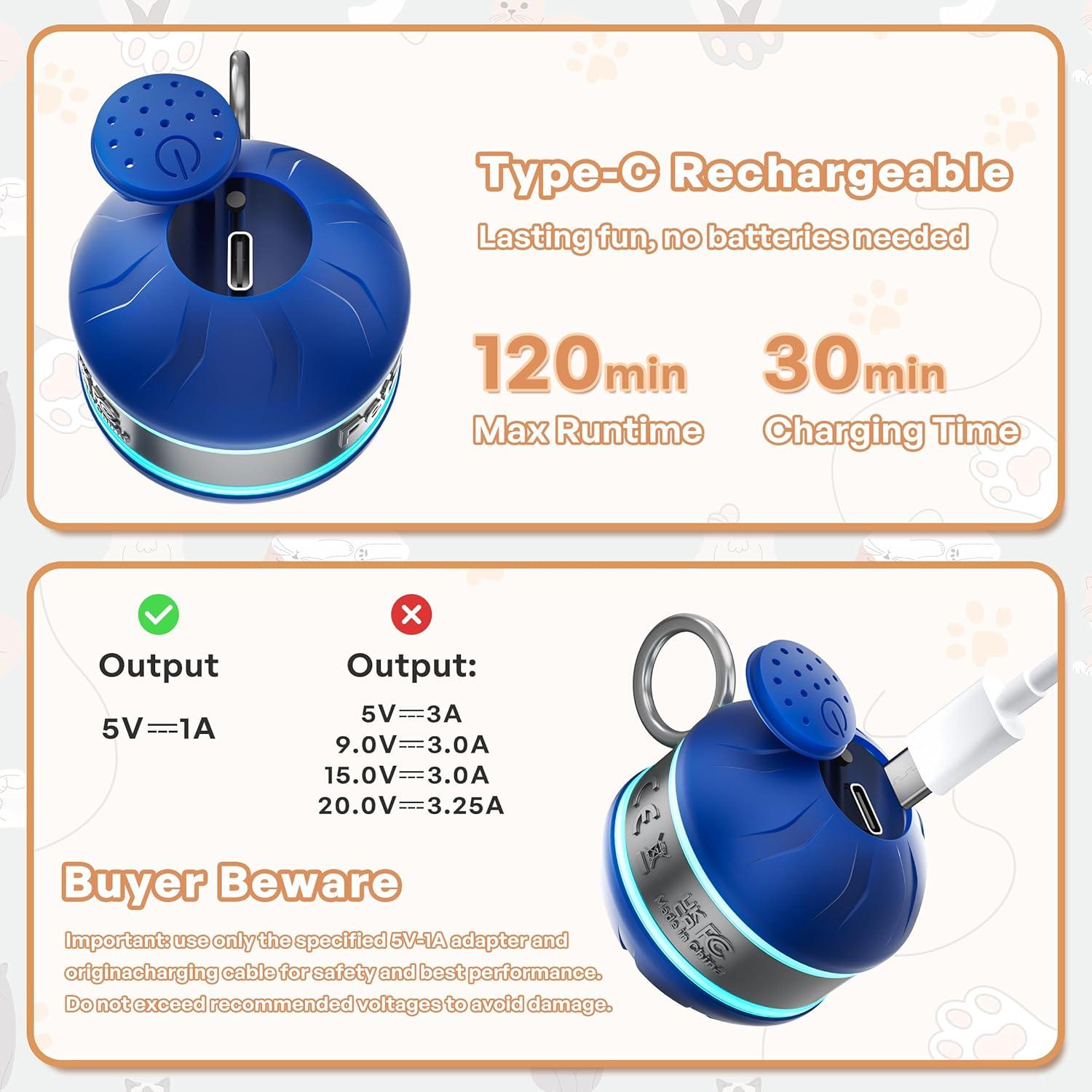 Bola de Juguete Interactiva para Gatos Speedy 2.0 Azul